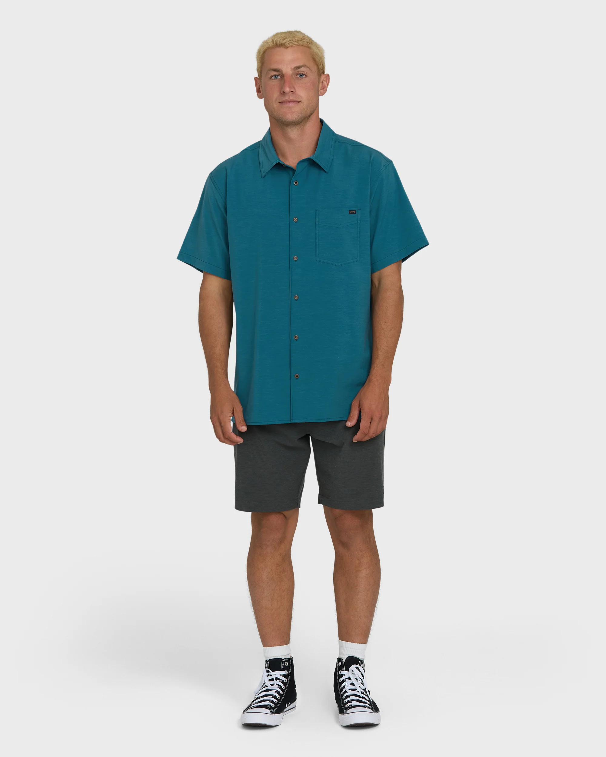 A/Div Surftrek Transit Short Sleeve Woven Shirt - Tropical Teal - Image 4