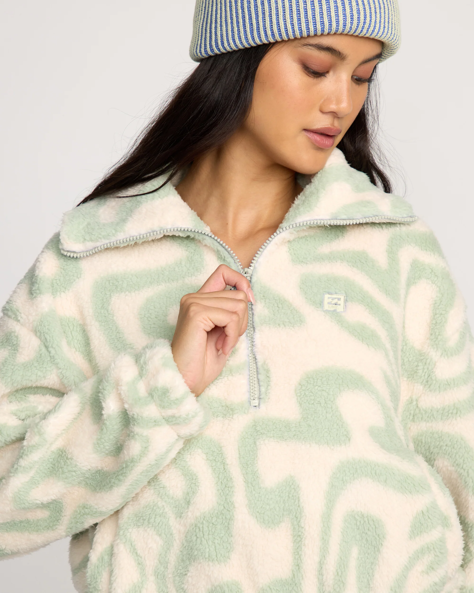 A/Div Barra Half Zip Sherpa Fleece - Green Haze - Image 2