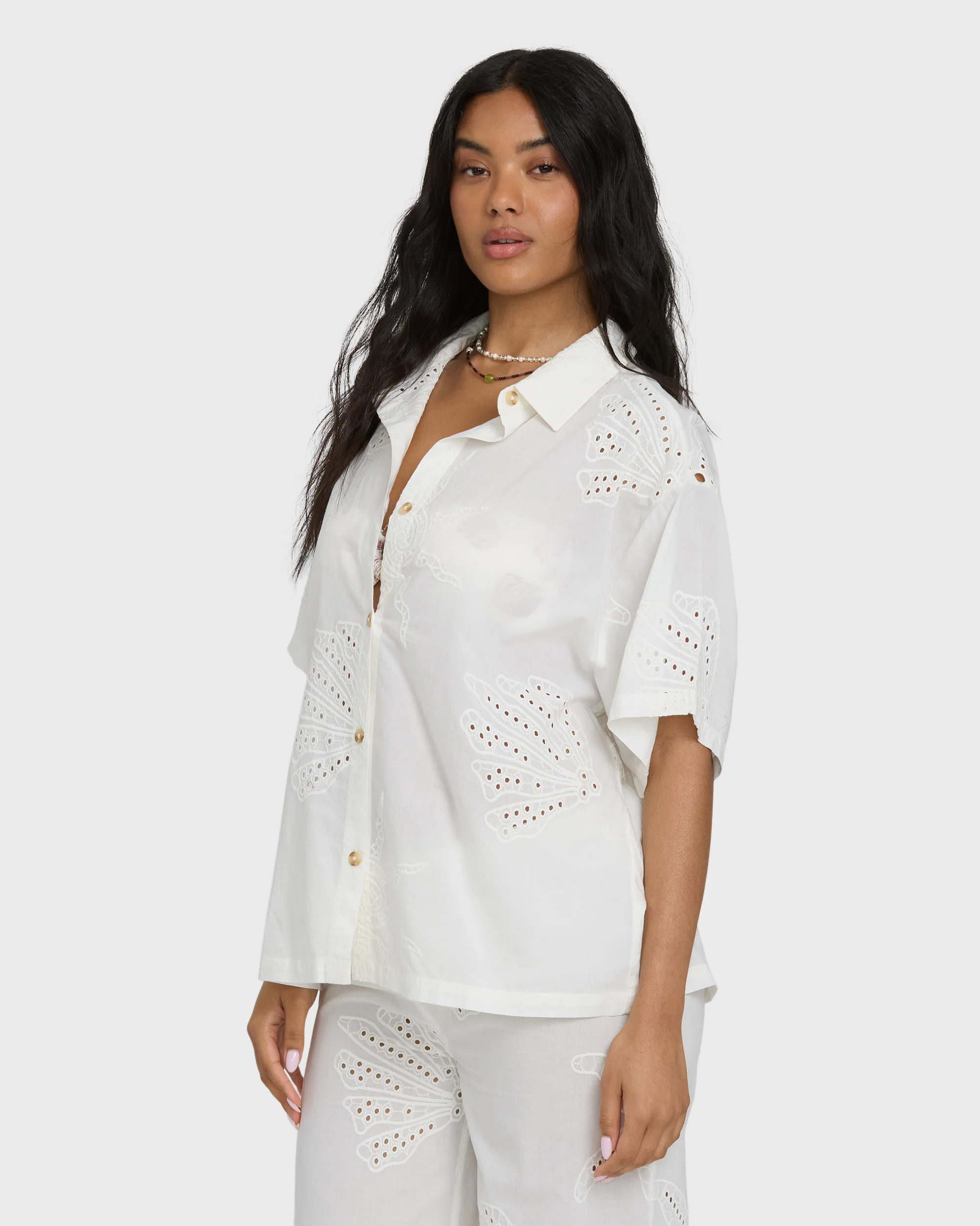Beach Livin Woven Shirt - Salt Crystal - Image 3