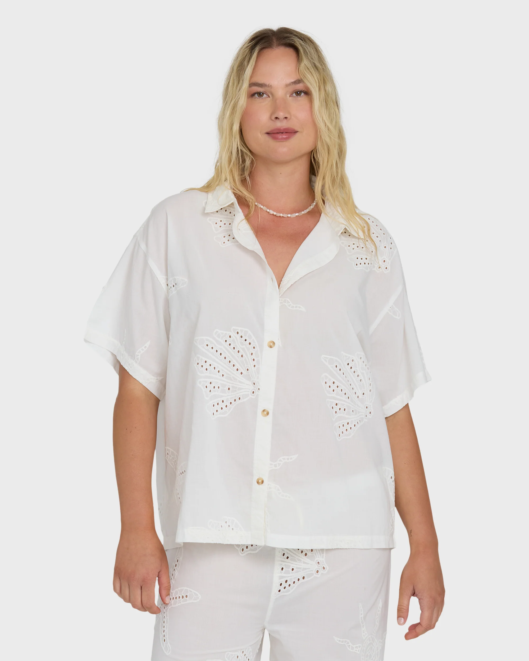 Beach Livin Woven Shirt - Salt Crystal - Image 6