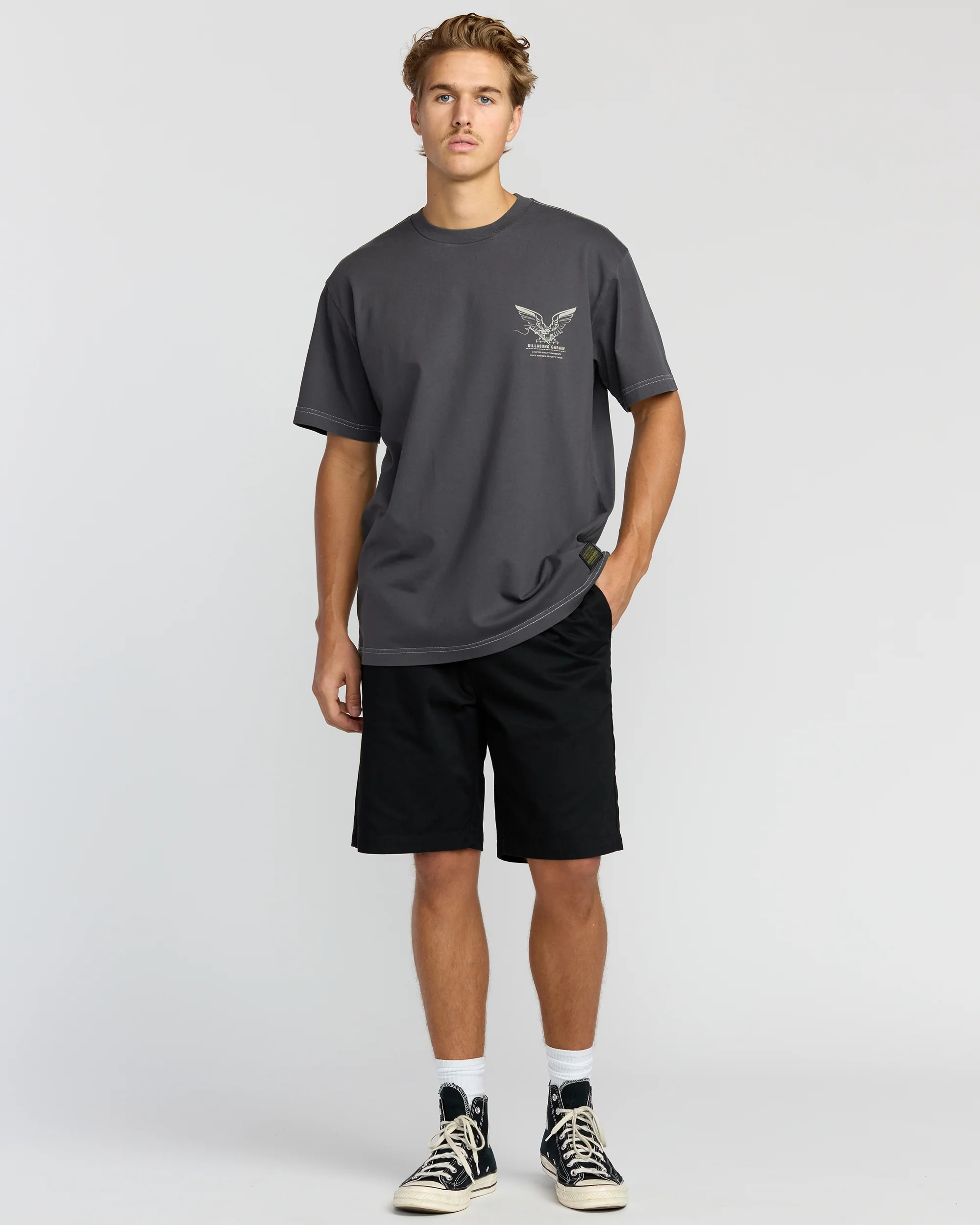 Bird Of Prey Garage OG Short Sleeve T-Shirt - Washed Black - Image 2