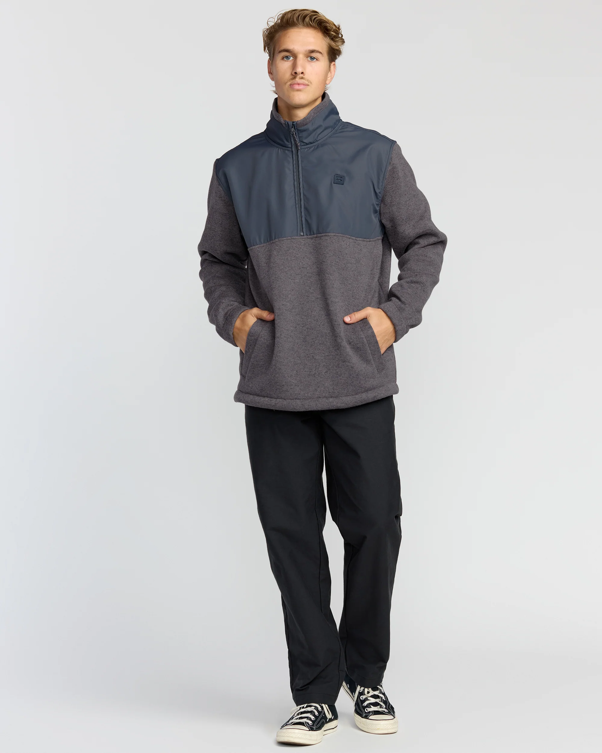 Boundary Blocked Mockneck Sweatshirt - Dusty Purple - Image 4