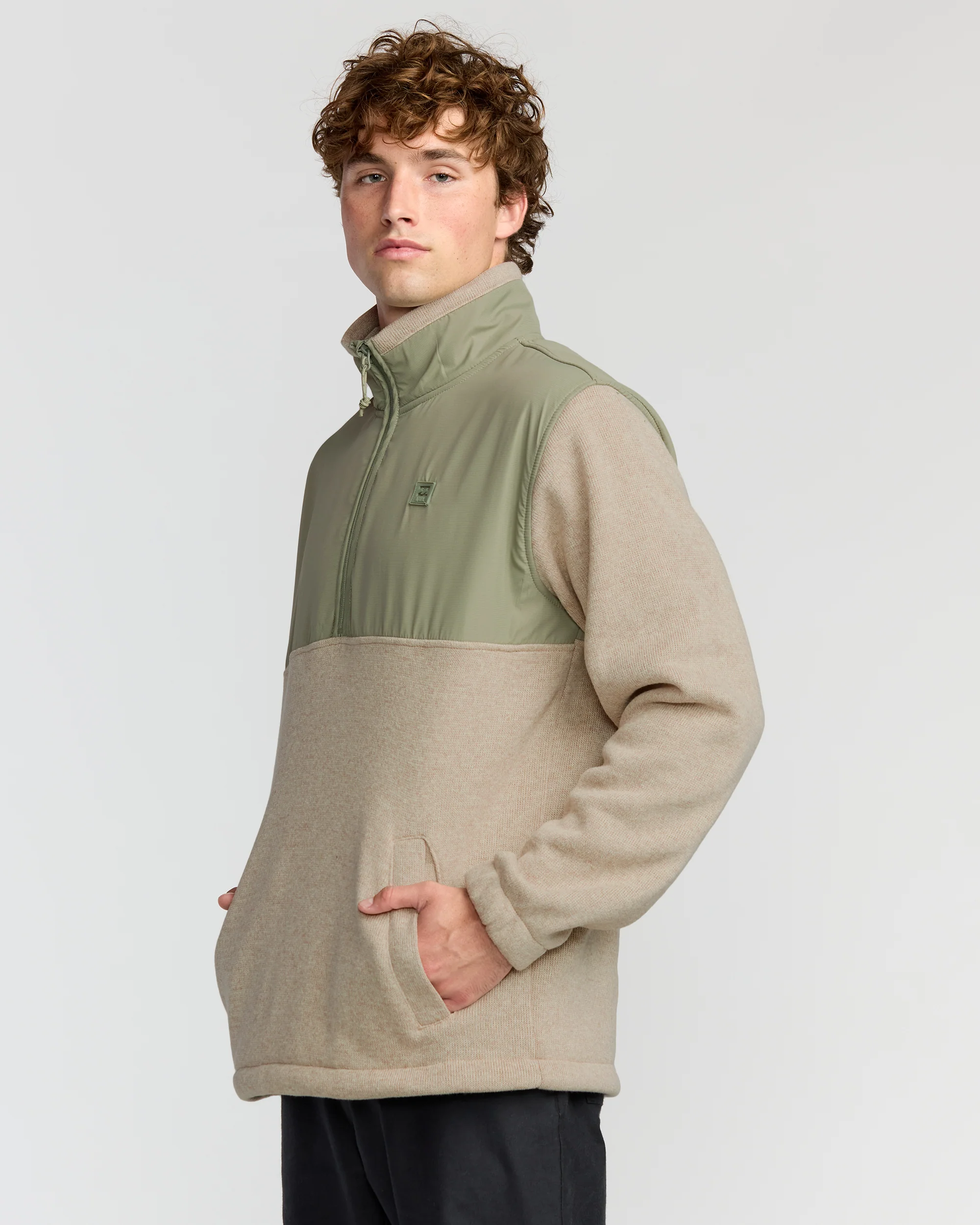 Boundary Blocked Mockneck Sweatshirt - Sand - Image 3