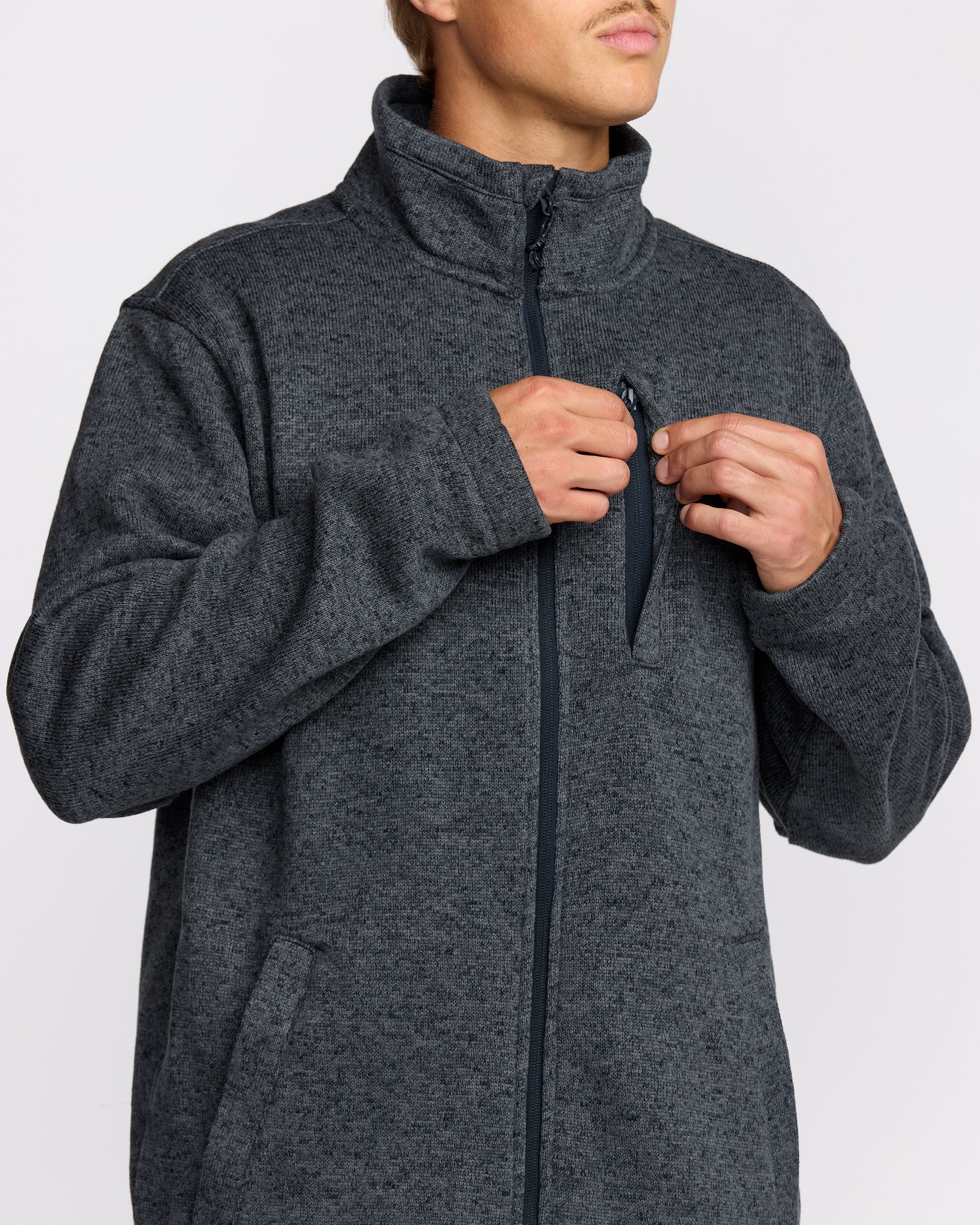 Boundary Mock Neck Zip Sweatshirt - Navy - Image 5