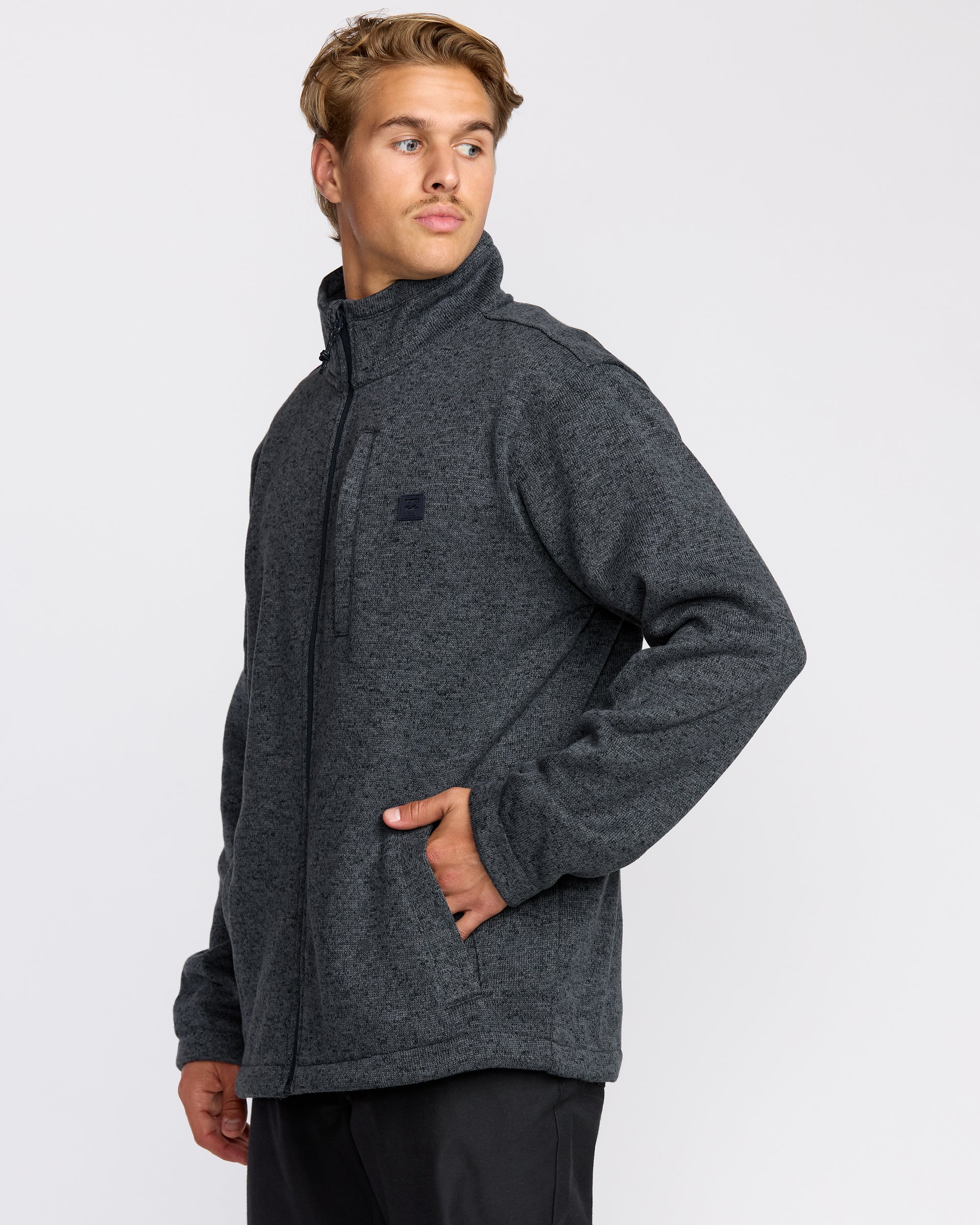 Boundary Mock Neck Zip Sweatshirt - Navy - Image 7