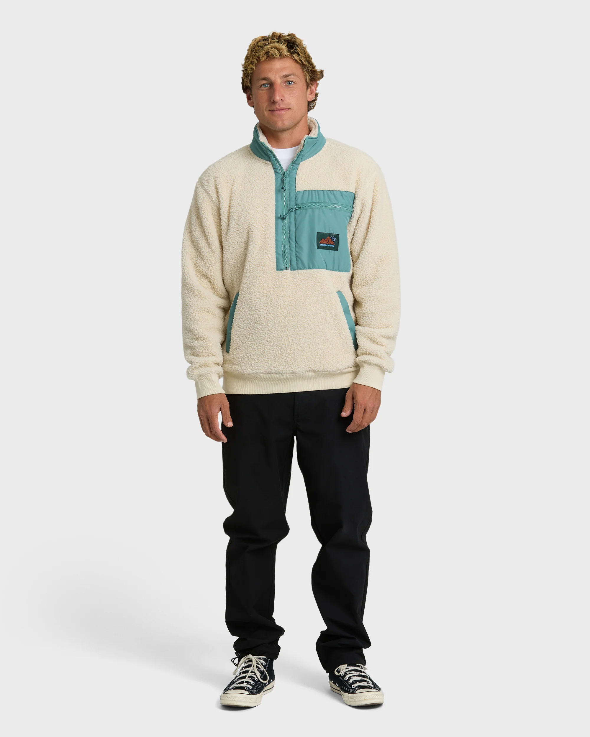 Boundary Peak Mock Neck Sherpa Fleece - Oatmeal - Image 4