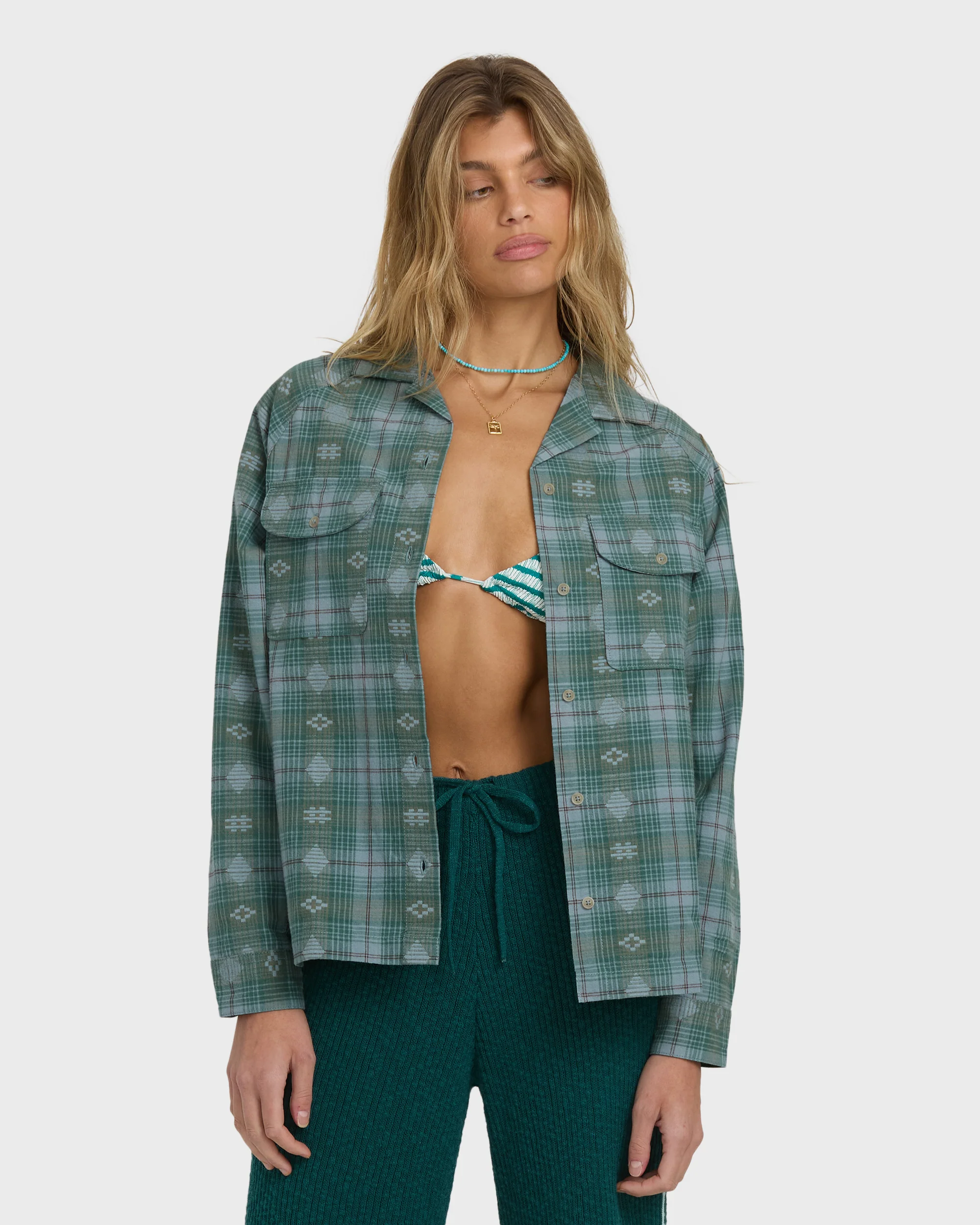 Coastal Breeze Long Sleeve Shirt - Mineral Blue - Image 3