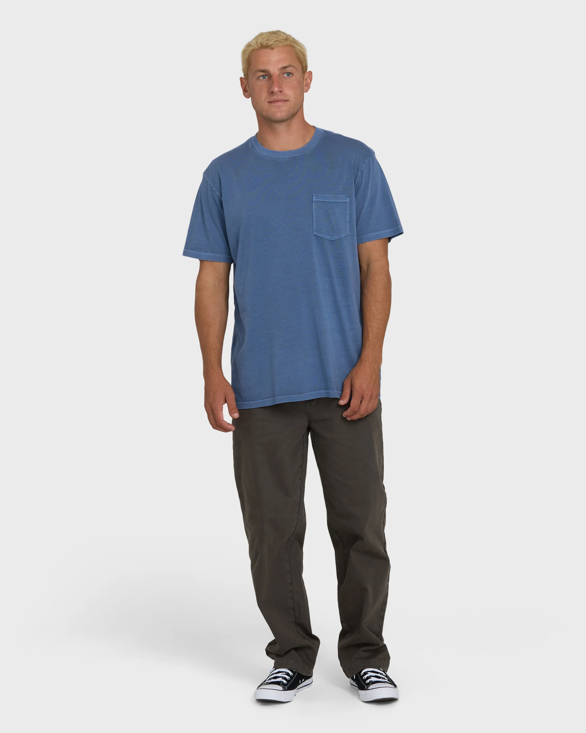 Essential Wave Washed Premium Short Sleeve Pocket Tee - Blue Horizon - Image 4