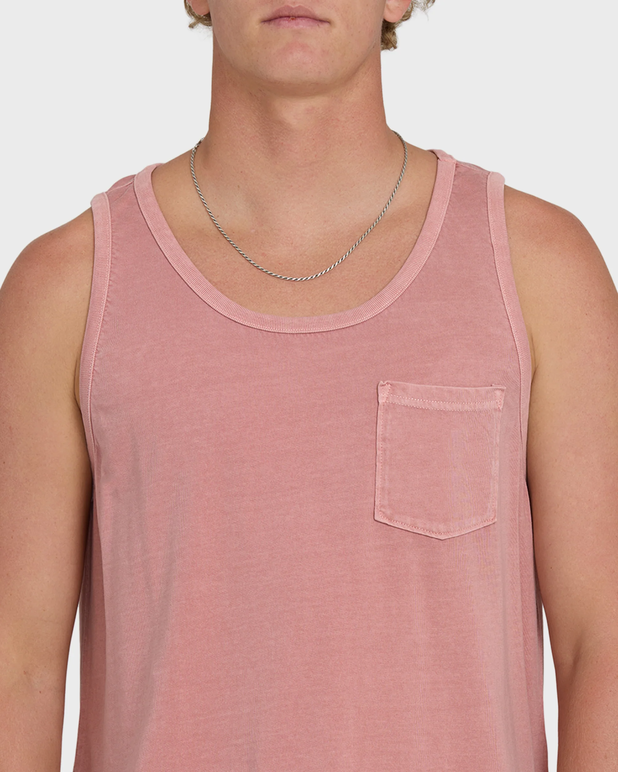 Essential Pocket Wave Washed Premium Tank Top - Ash Rose - Image 5