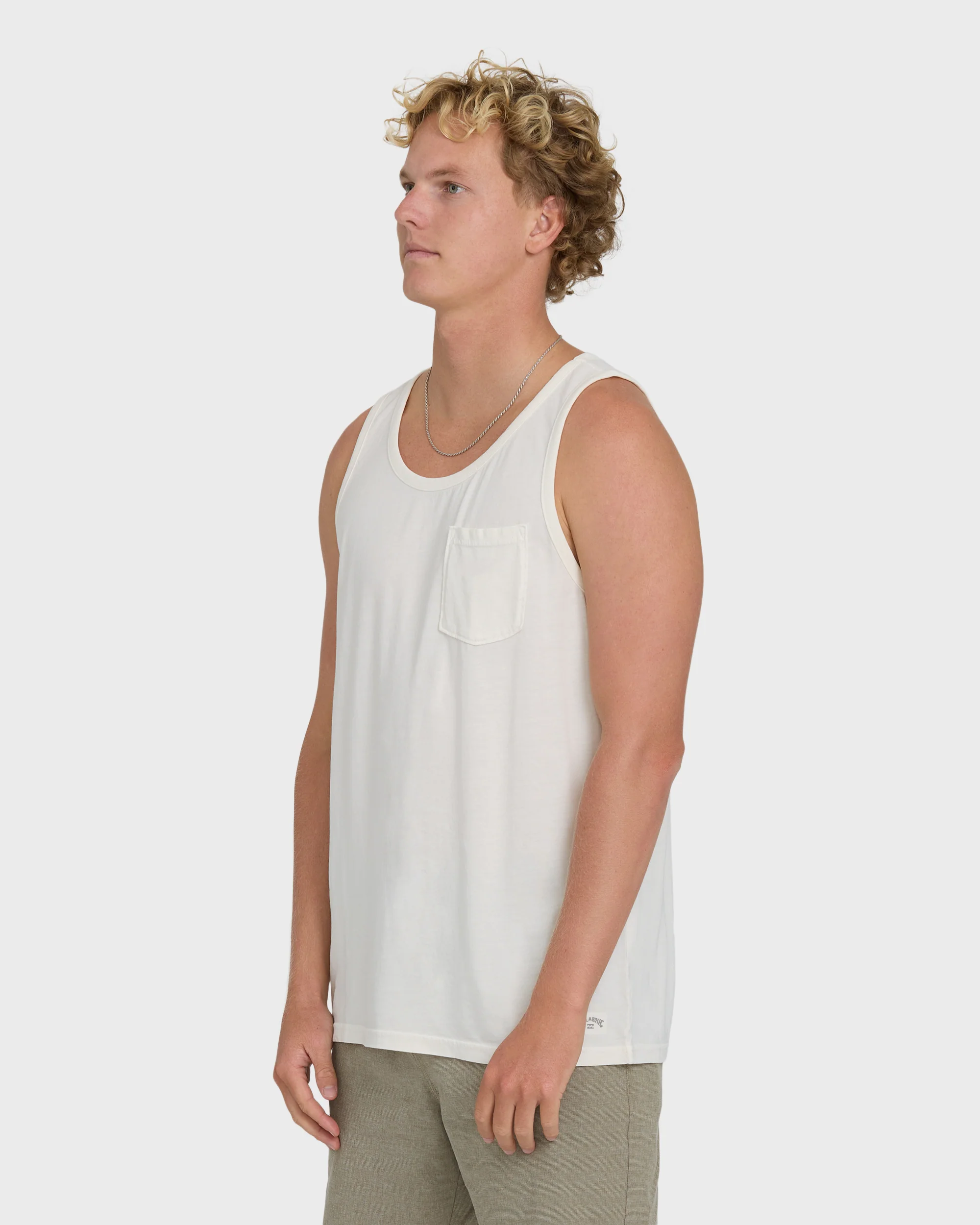 Essential Pocket Wave Washed Premium Tank Top - Off White - Image 3