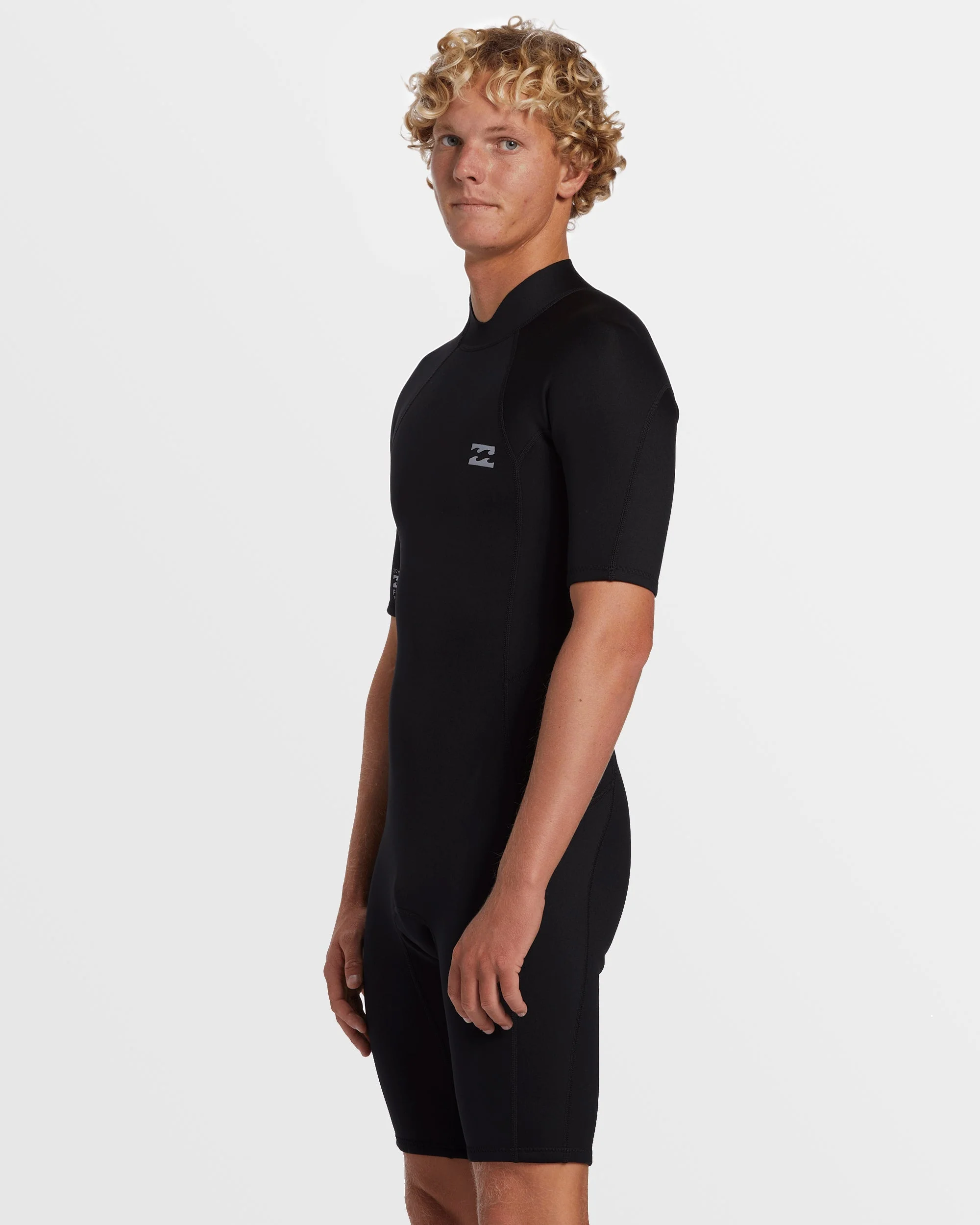 2mm Foil Flatlock Back Zip Short Sleeve Springsuit - Black - Image 4