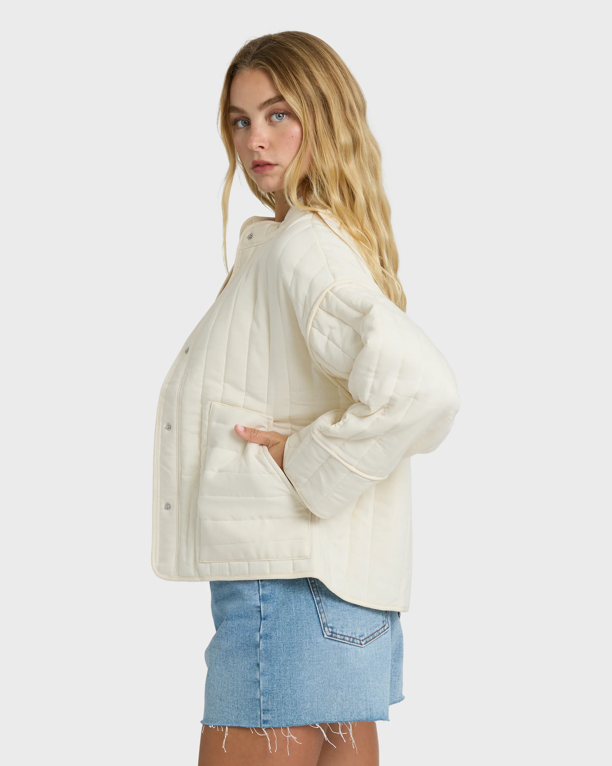 Folk Story 2 Quilted Jacket - White Cap - Image 3