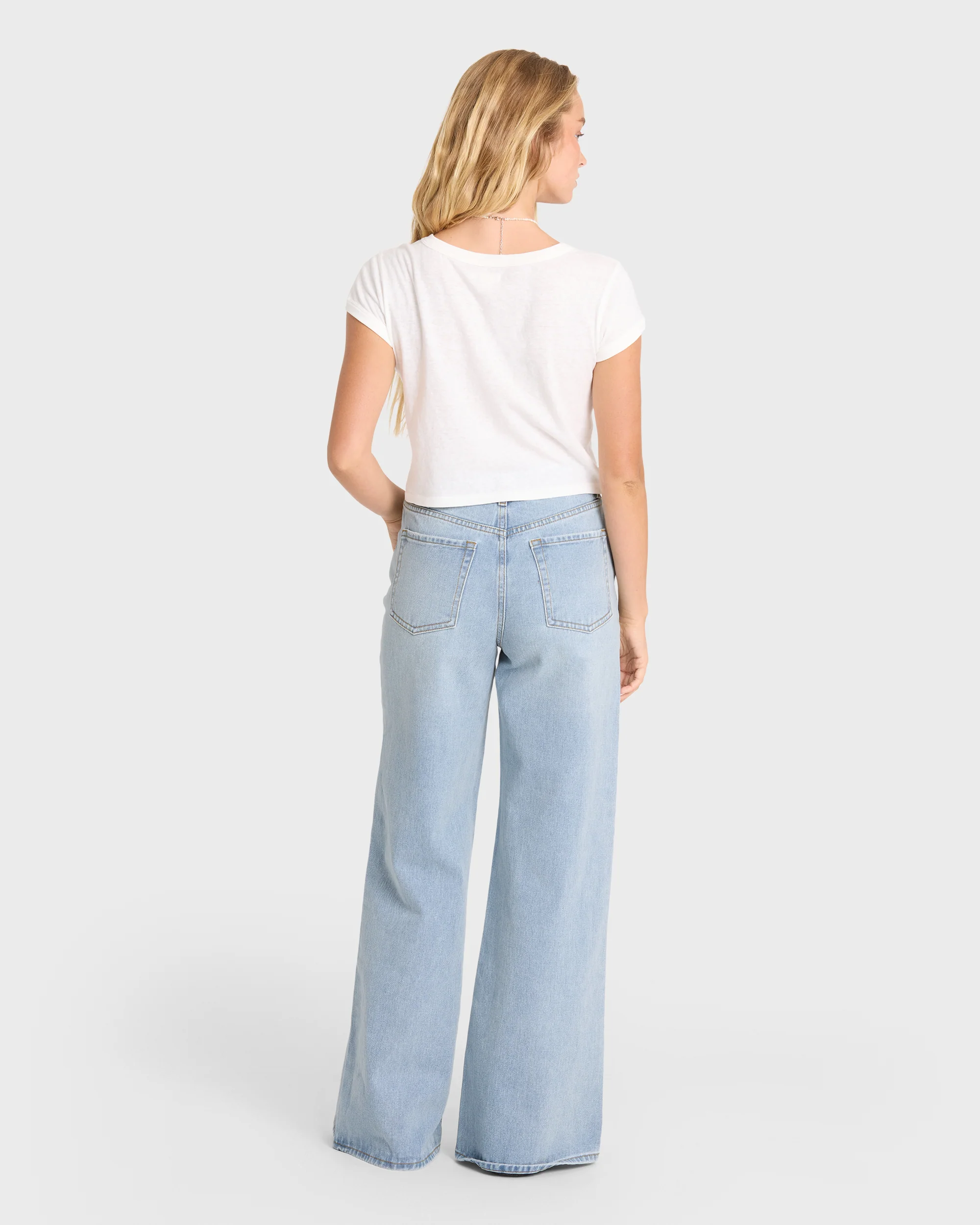 Free Fall High Waisted Flare Jeans - Light Wash - Image 2