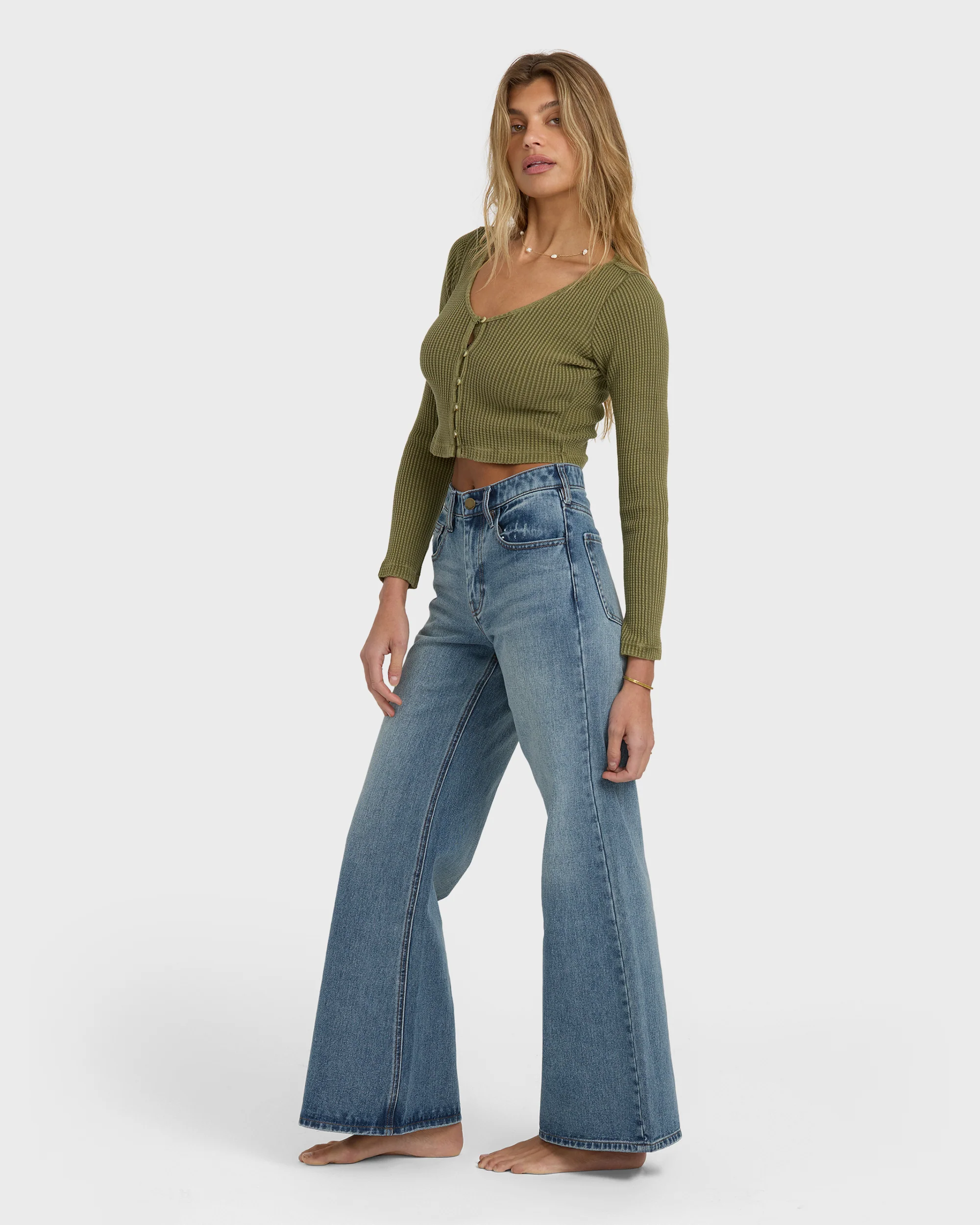 Free Fall High-Waist Denim Flare Pants - Atlantic Deep - Image 5