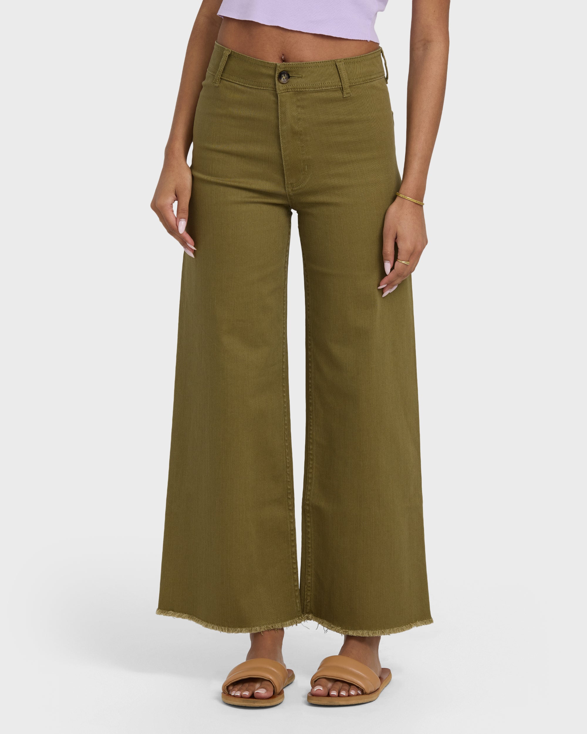 Free Fall High-Waist Twill Pants - Martini Olive - Image 7