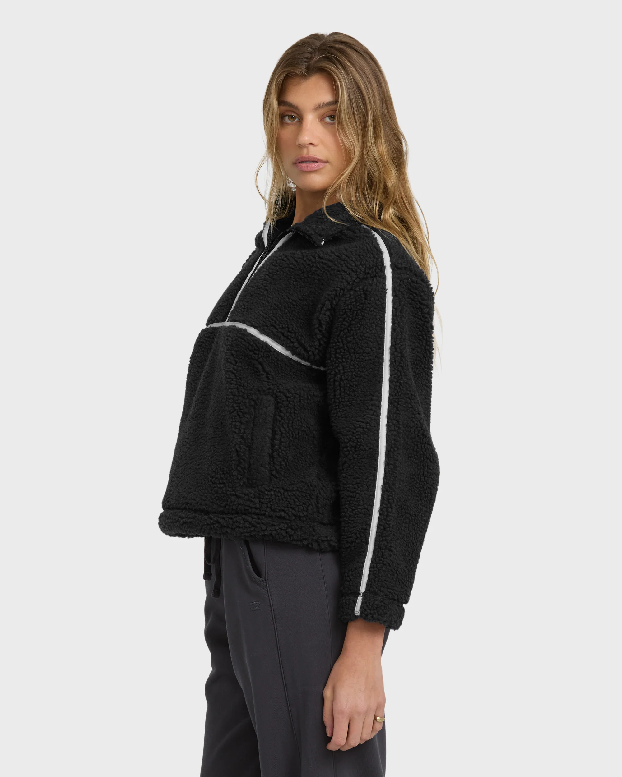 Getting Warm Sherpa Half Zip - Black Sands - Image 4