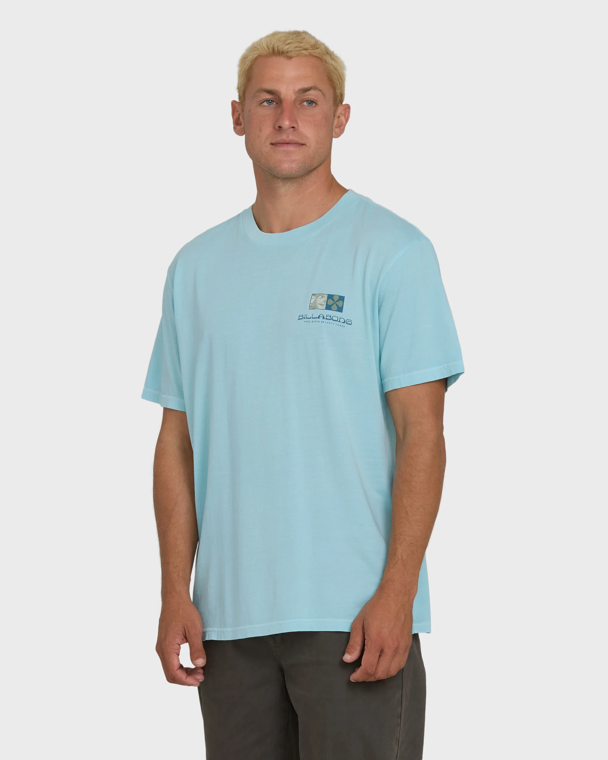 Glyph Wave Washed Premium Short Sleeve Cotton T-Shirt - Coastal Blue - Image 3