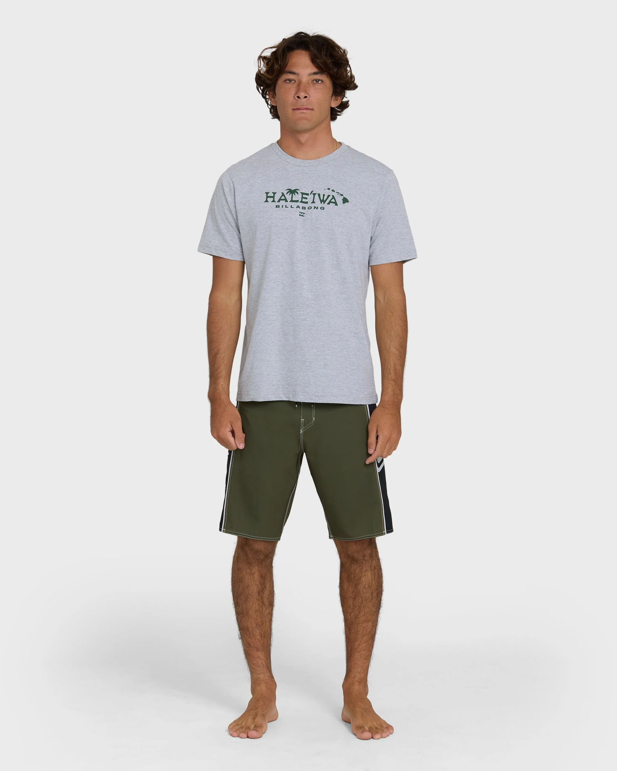 Haleiwa Palm Short Sleeve T-Shirt - Cloud Gray - Image 3