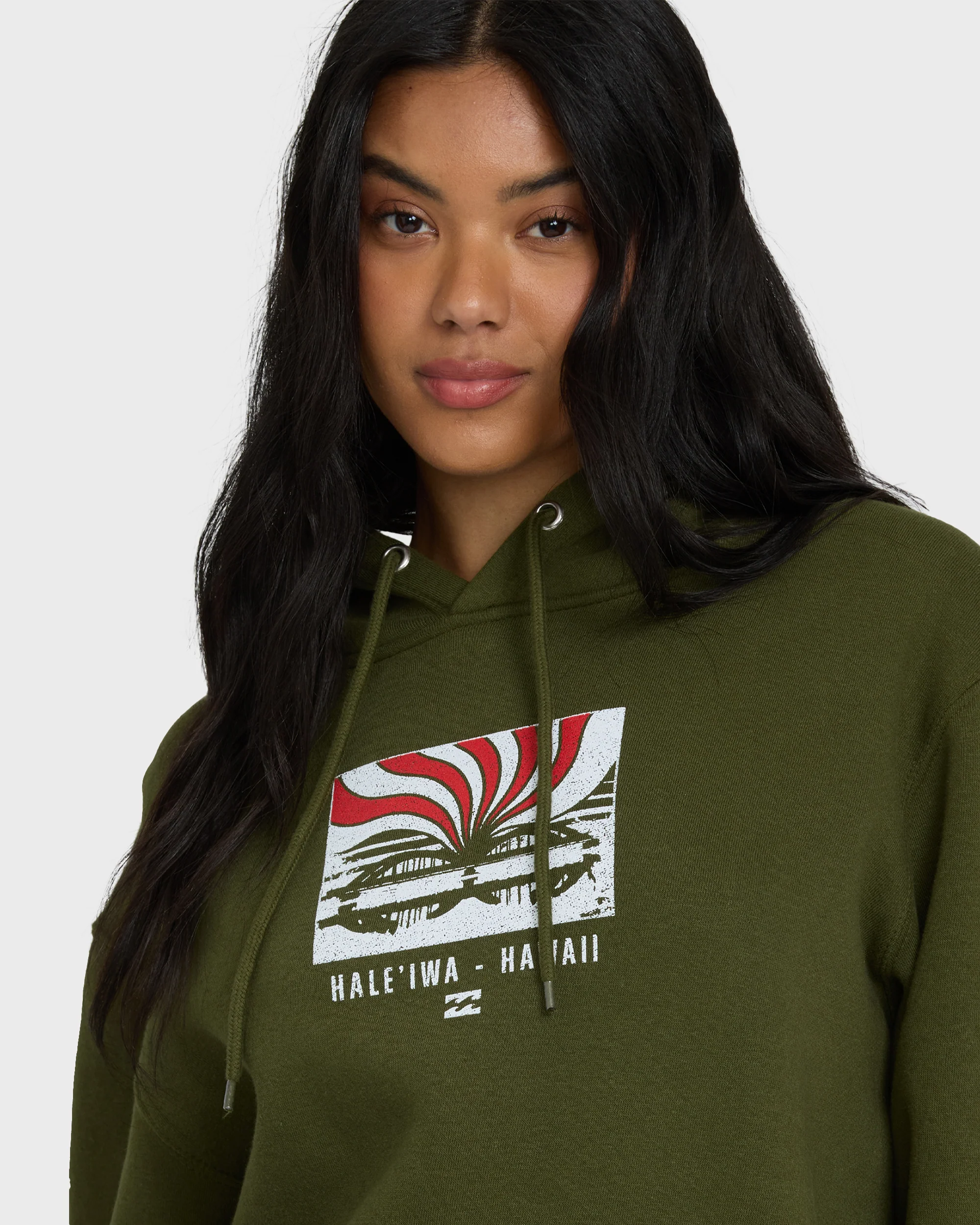 Haleiwa Sunrise Rays Pullover Hoodie - Army Green - Image 2