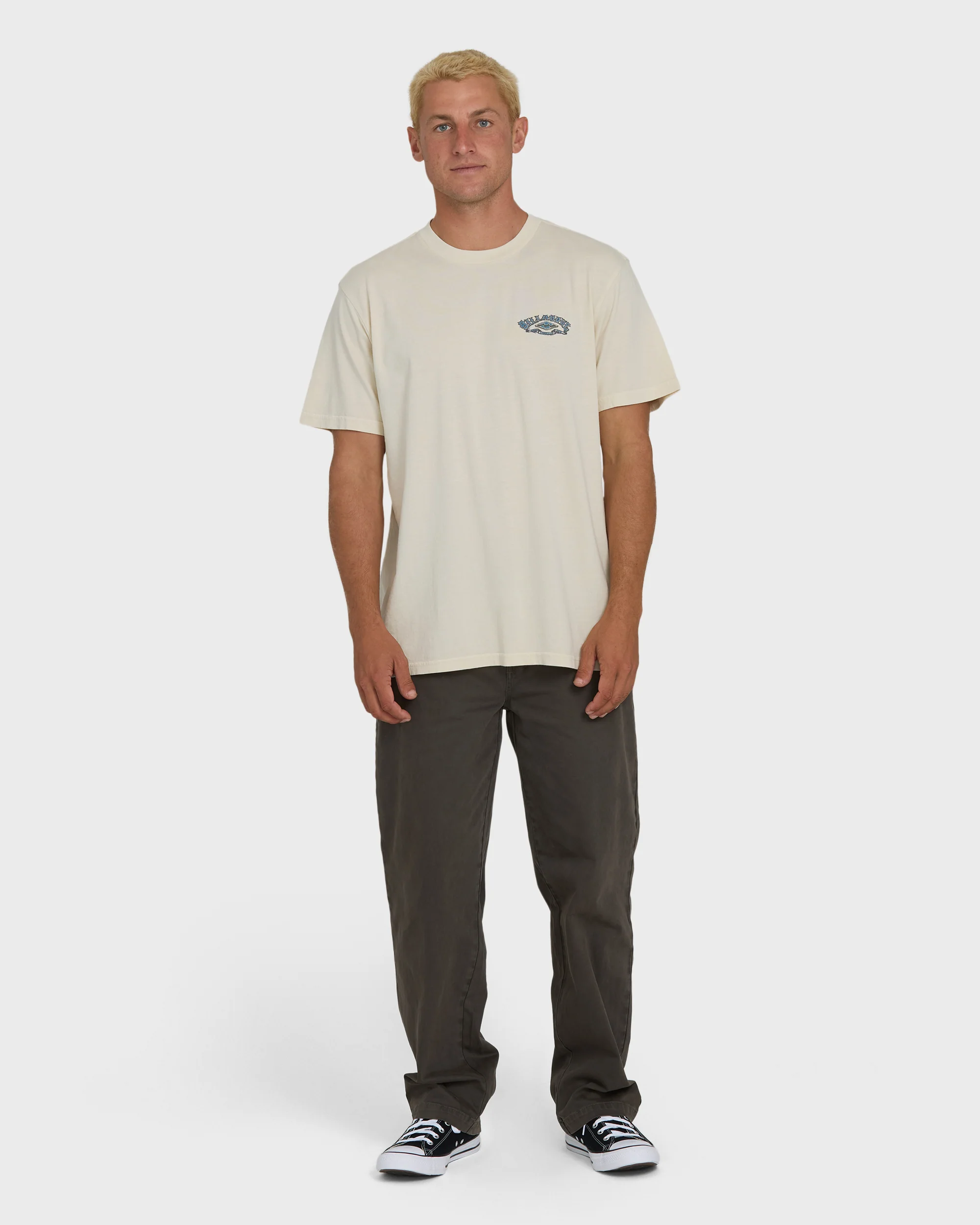 Heritage Arch Wave Washed Premium Short Sleeve Knit T-Shirt - Oatmeal - Image 4