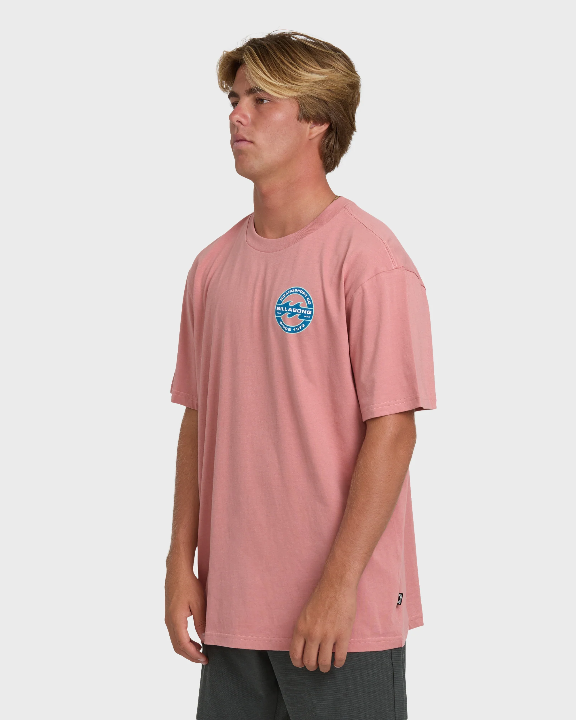 Hollow Fill Premium Short Sleeve Knit T-Shirt - Ash Rose - Image 3