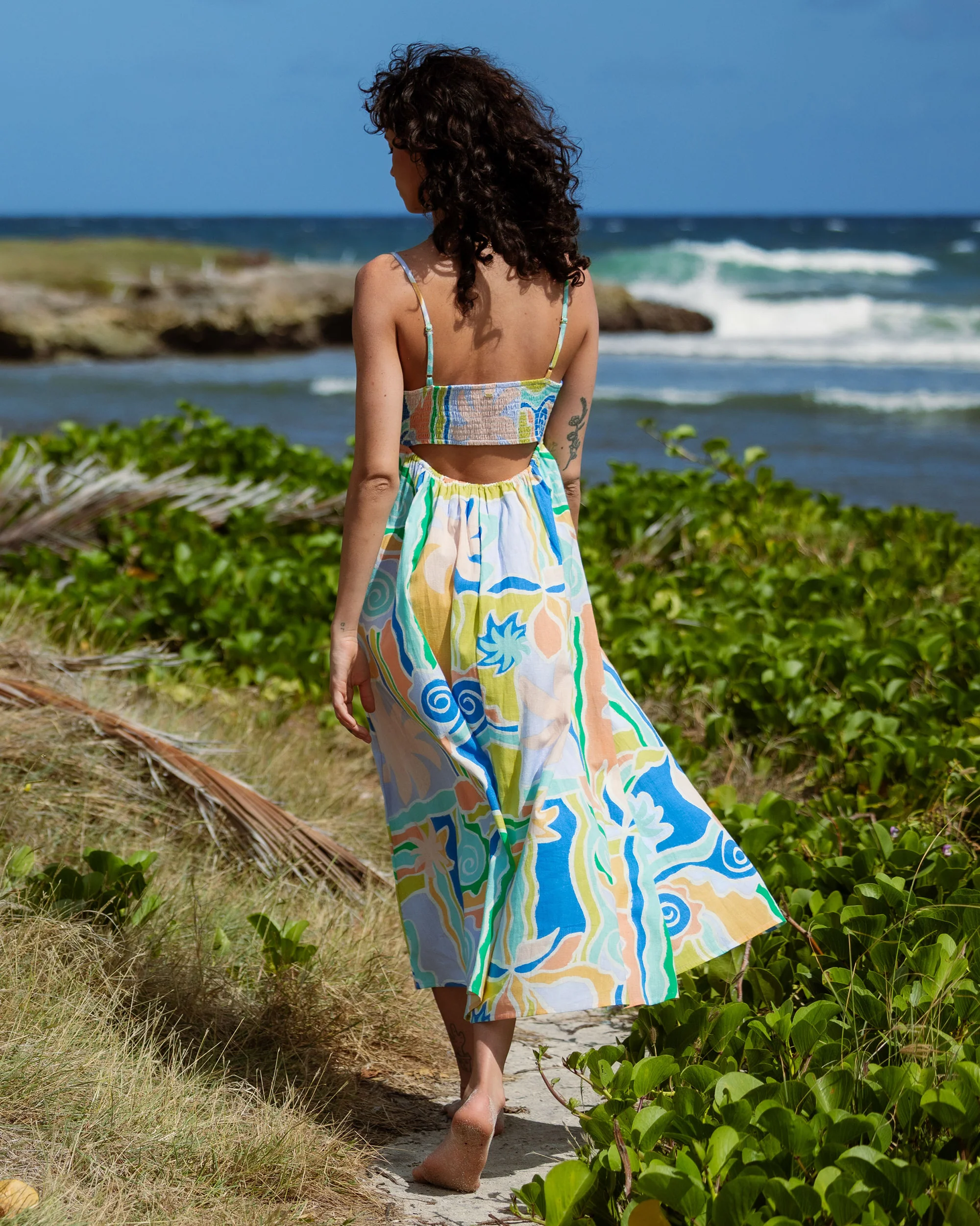 Island Life Midi Dress - Blue Multi - Image 2