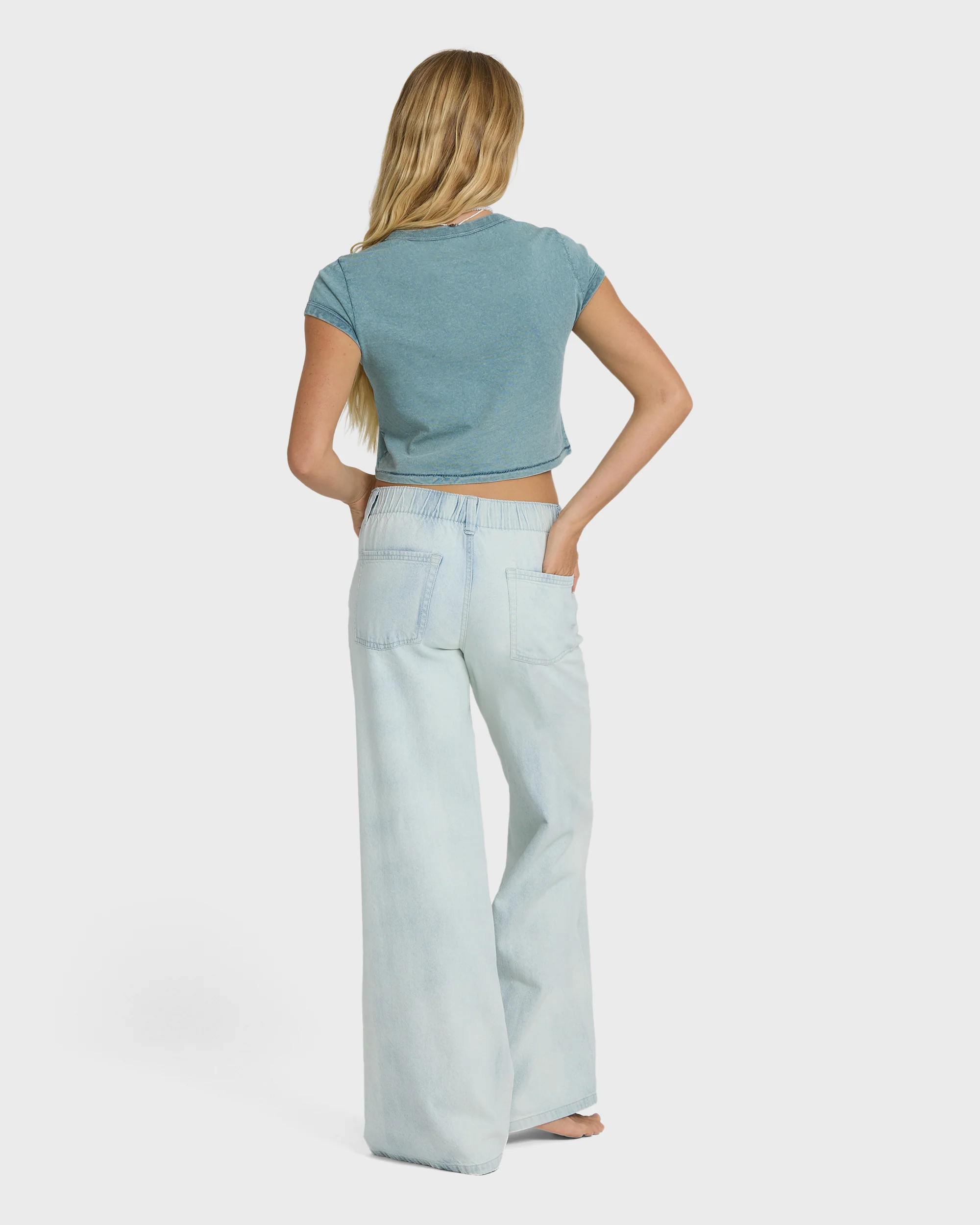 Jade Saltwashed Elastic Waist Pants - Blue Mist - Image 5