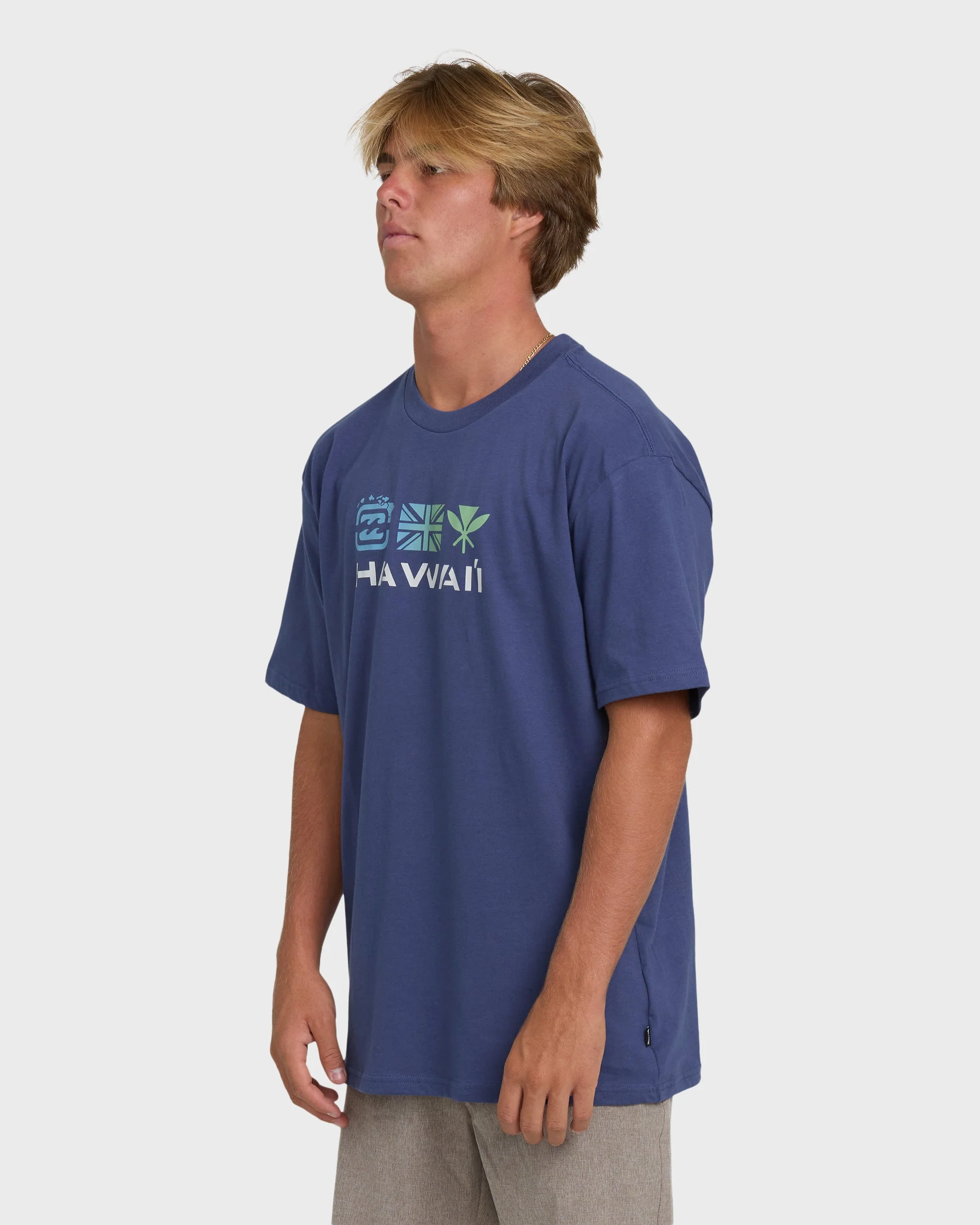 Kahili Hawaii Regular Short Sleeve Tee - Washed Blue - Image 4