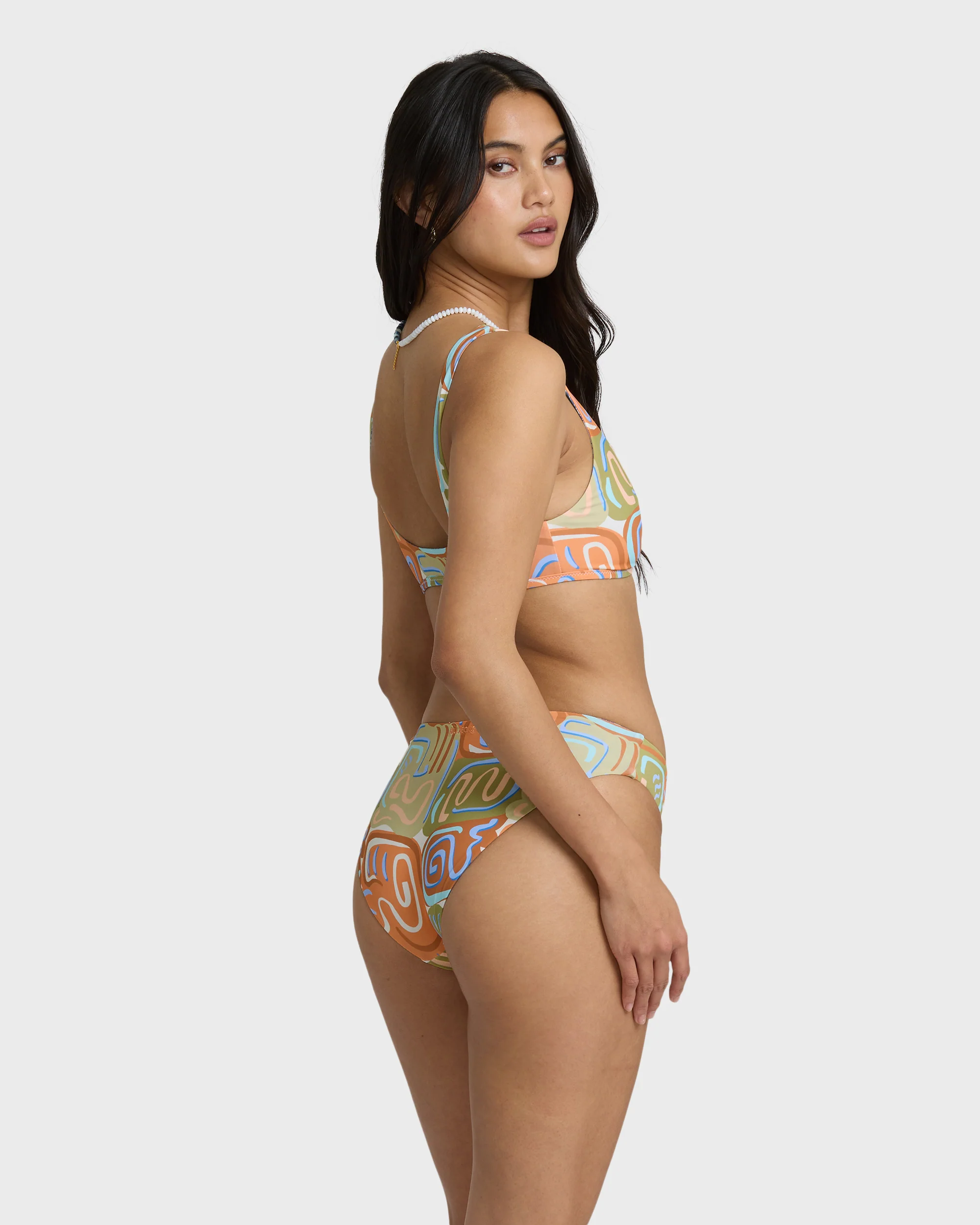 Le Surf Reversible Lowrider Full Bikini Bottom - Orange Multi - Image 6