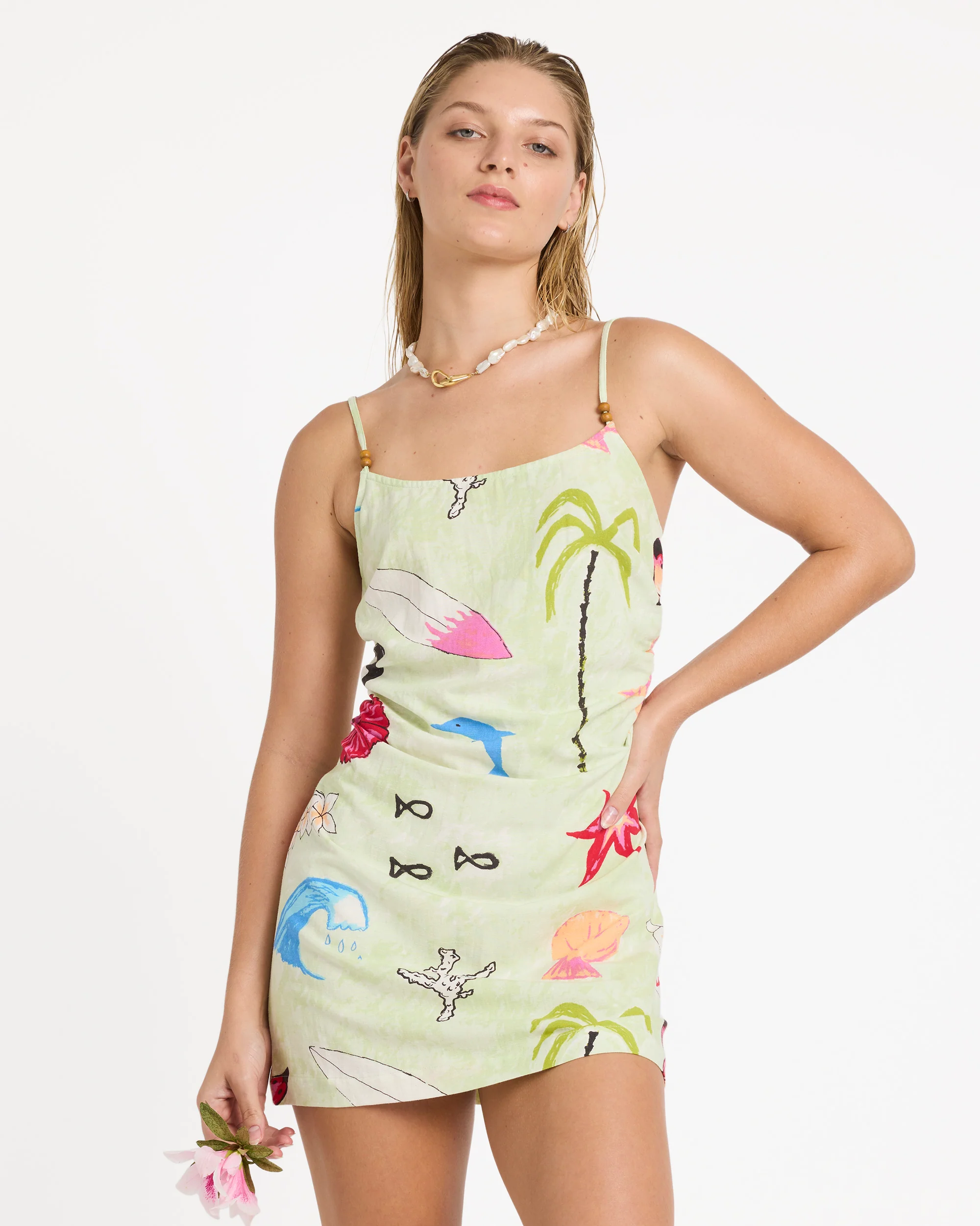 Lottie Hall Woven Dress - Sunny Lime - Image 2
