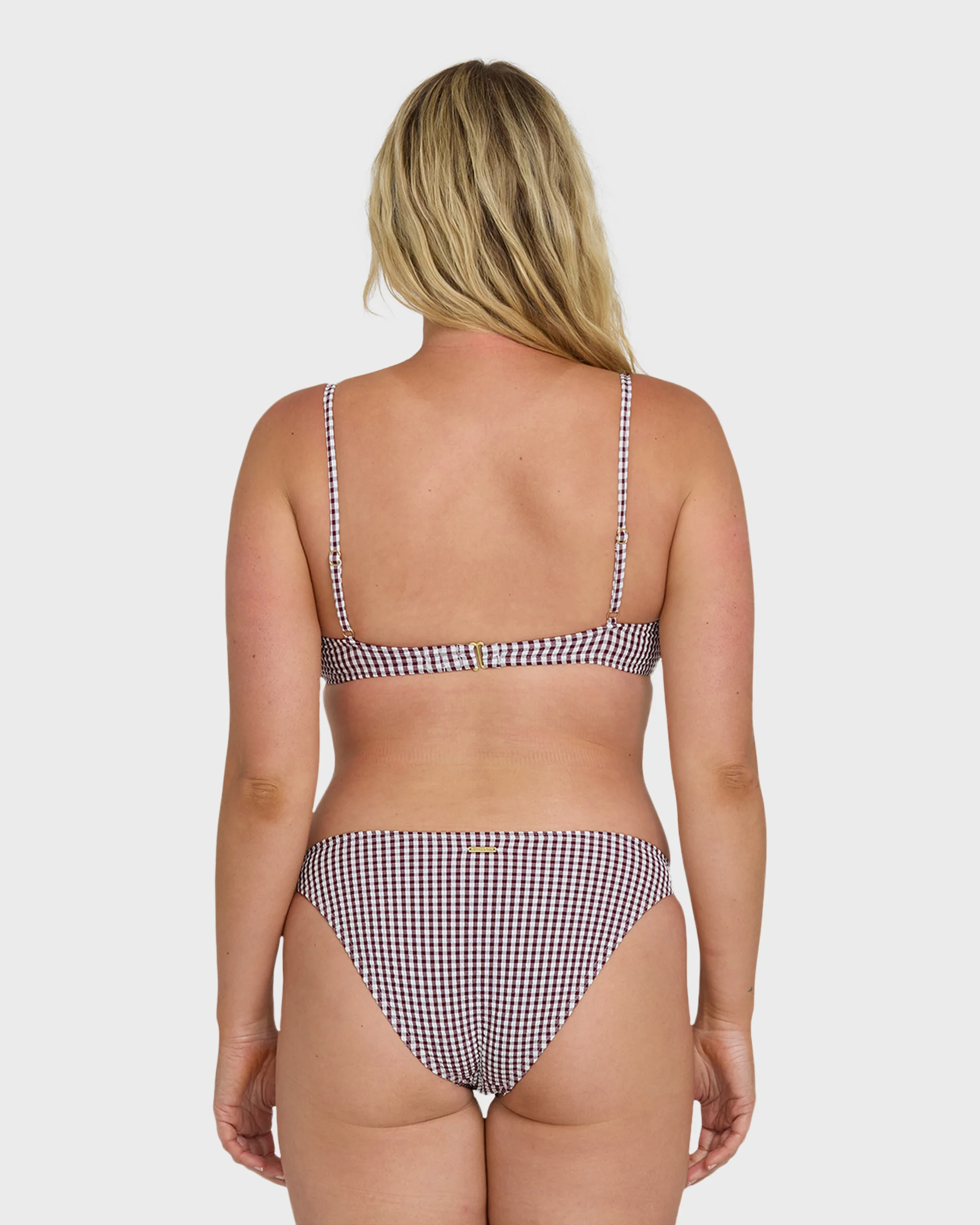 Mini Wave Check Tropic Medium Bikini Bottom - Red Dahlia - Image 9