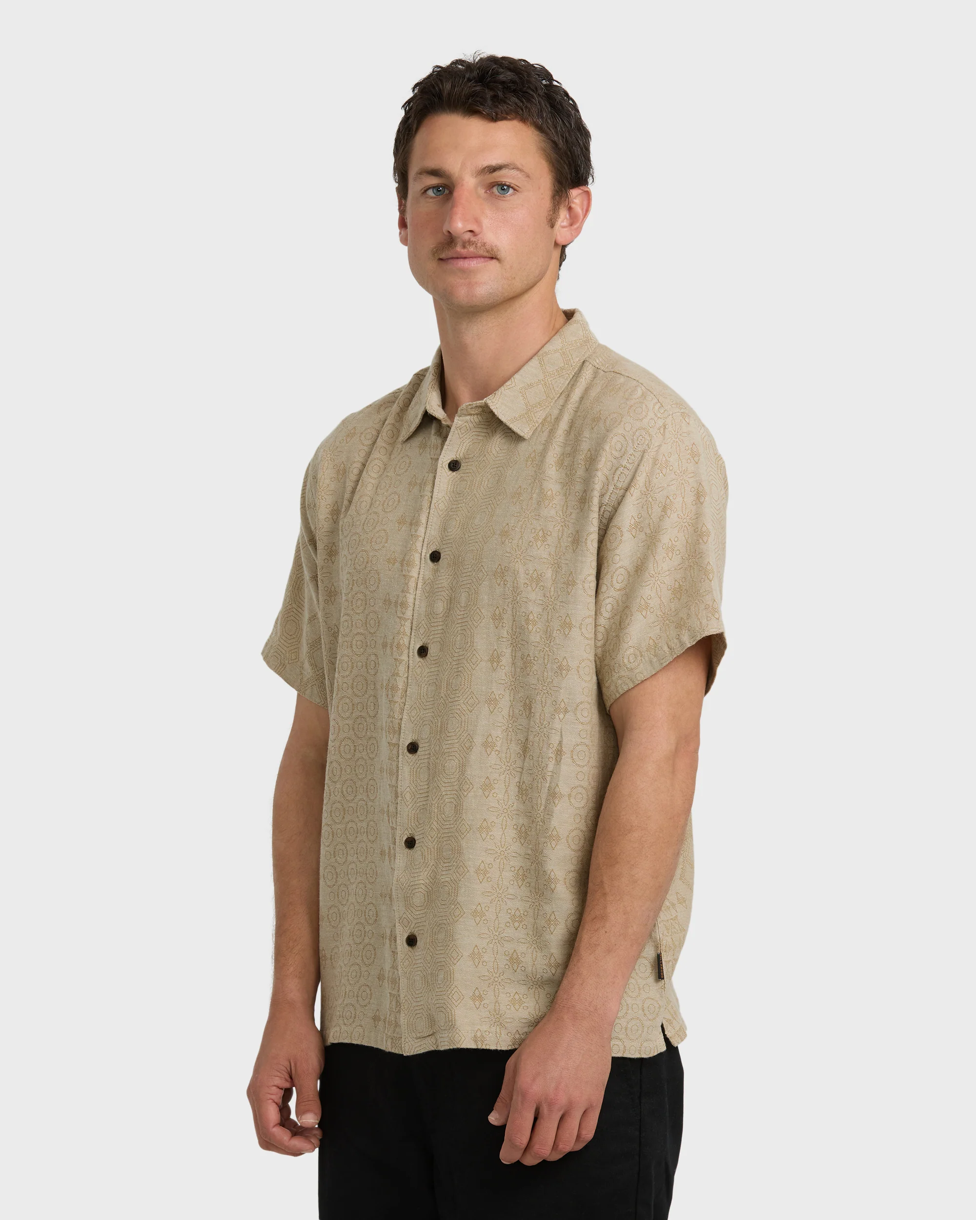 Needle Garage Jacquard Short Sleeve Shirt - Bone - Image 4