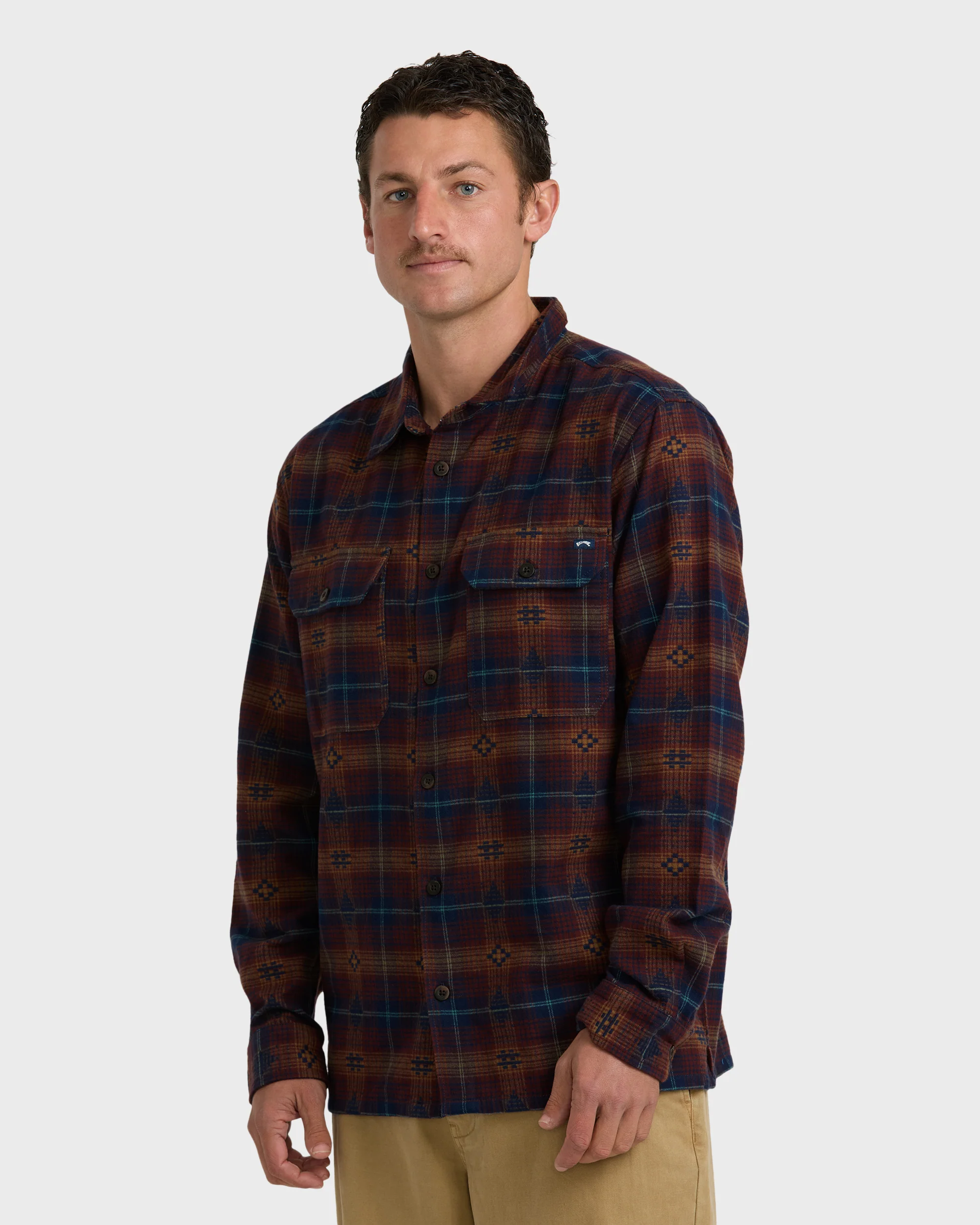 Offshore Jacquard Long Sleeve Flannel Shirt - Wine - Image 4
