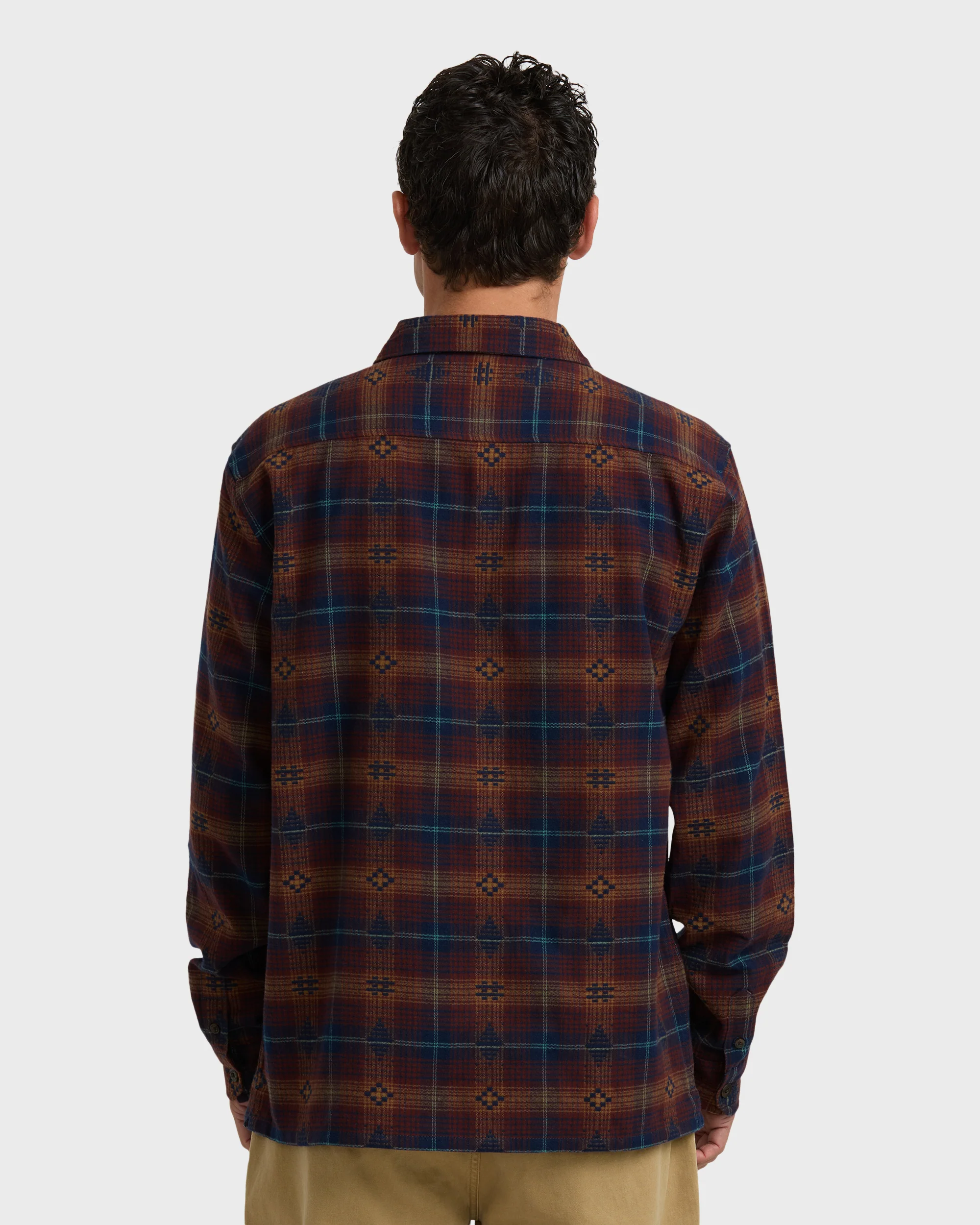 Offshore Jacquard Long Sleeve Flannel Shirt - Wine - Image 5