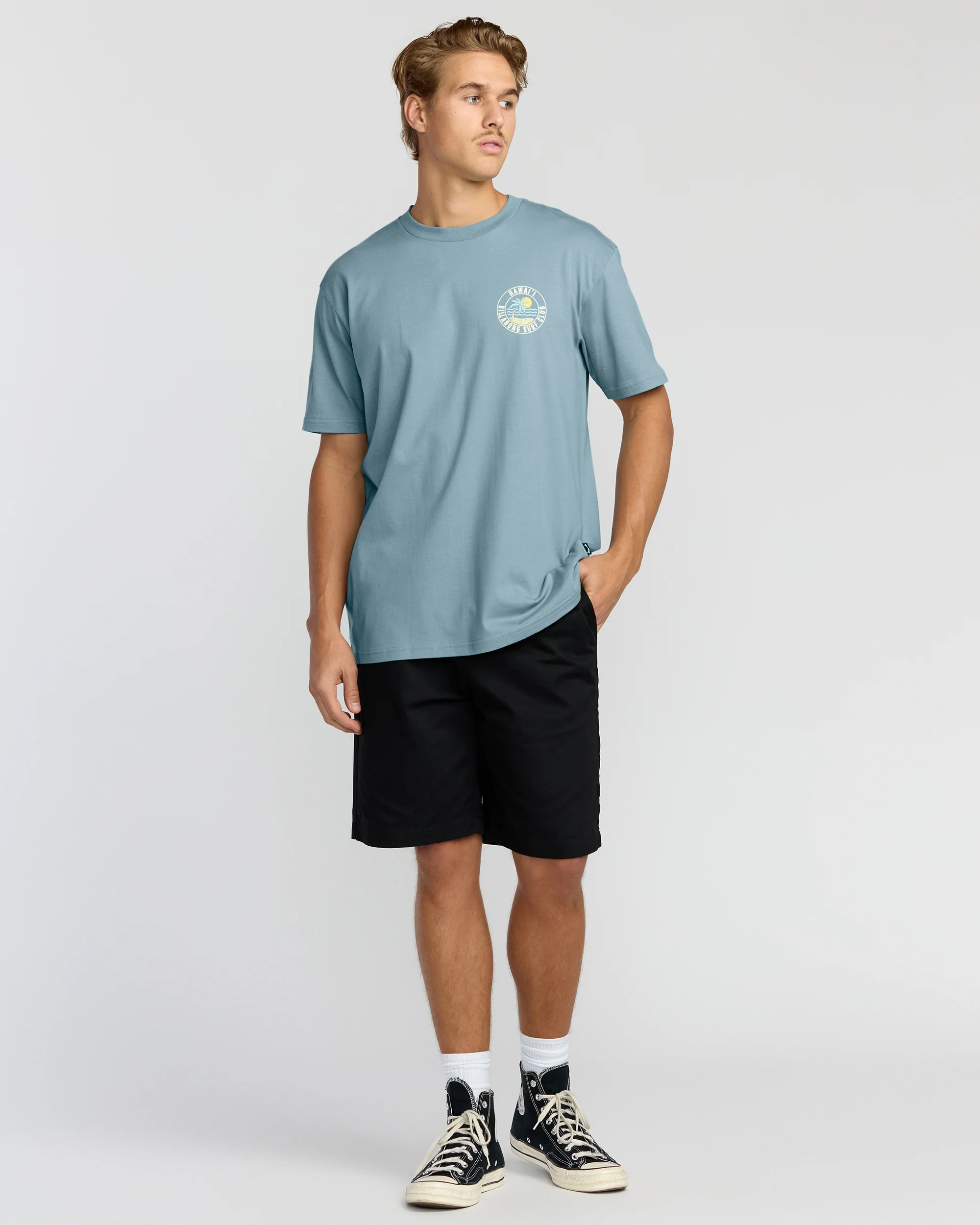 Palm Beach Hi Premium Short Sleeve T-Shirt - Washed Blue - Image 4