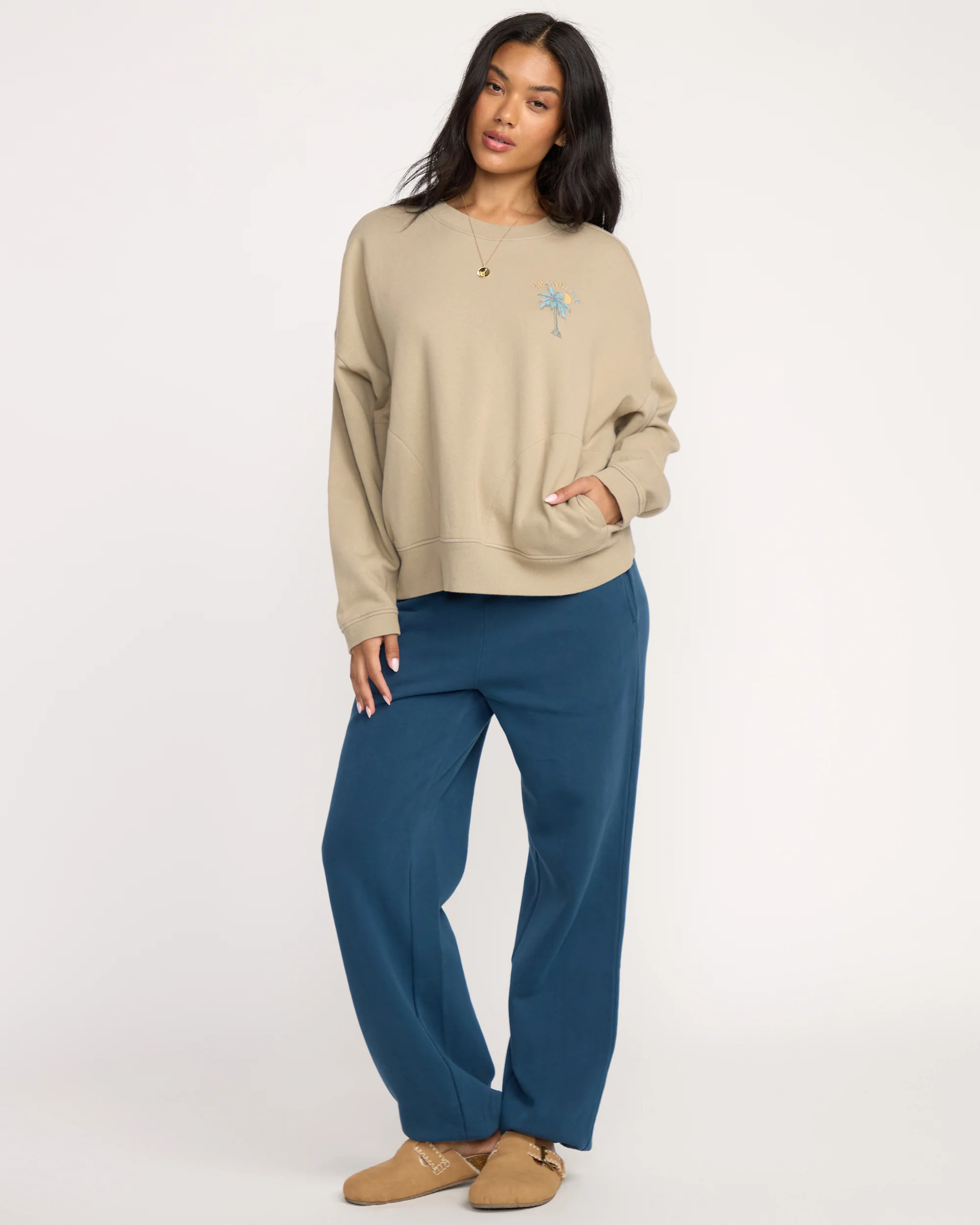 Palmin Camp Crewneck Sweatshirt - Cobblestone - Image 3