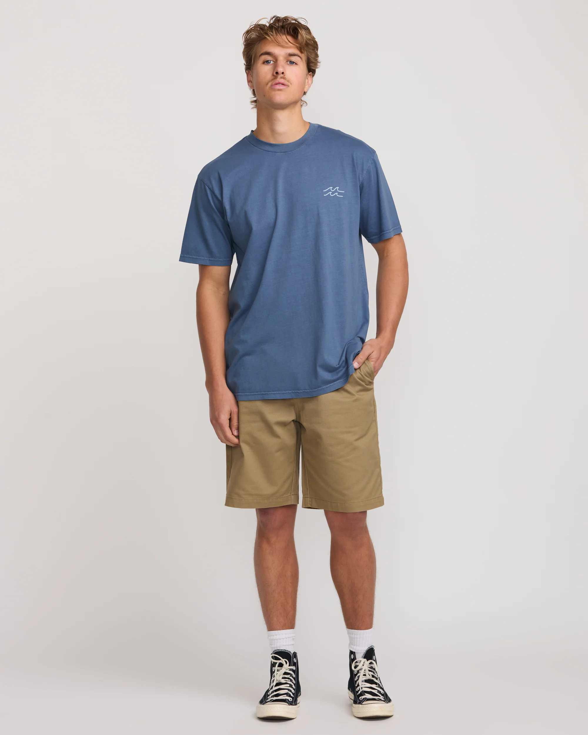 Palms In The Sun Premium Wave Wash Tee - Slate Blue - Image 3
