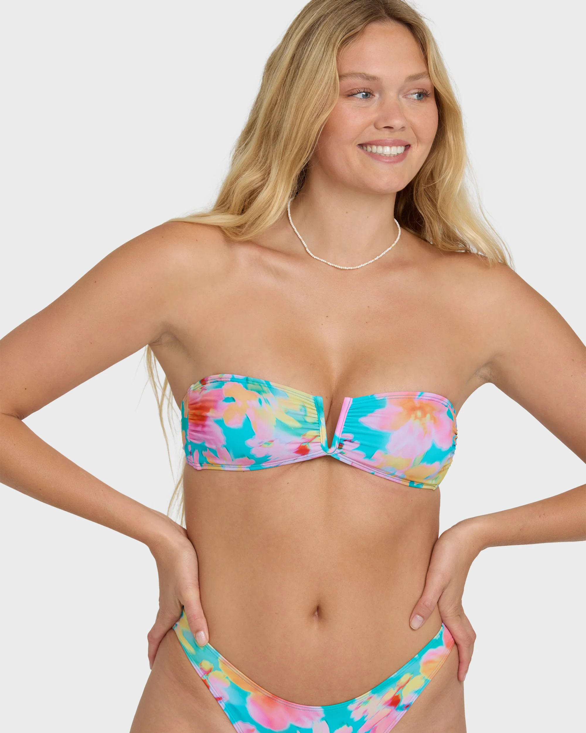 Pipe Dreams V Bandeau Bikini Top - Bright Marine - Image 5