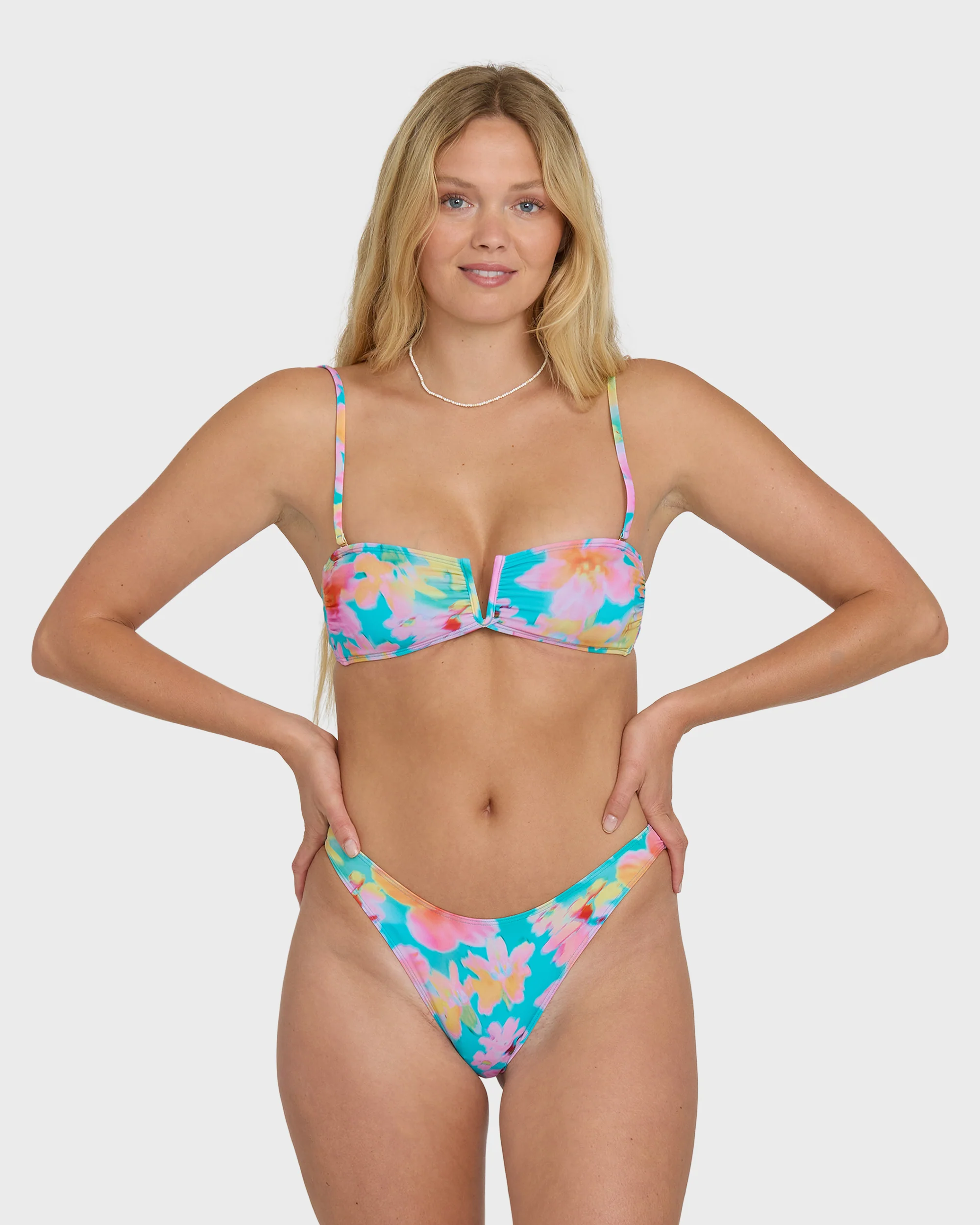 Pipe Dreams V Bandeau Bikini Top - Bright Marine - Image 6