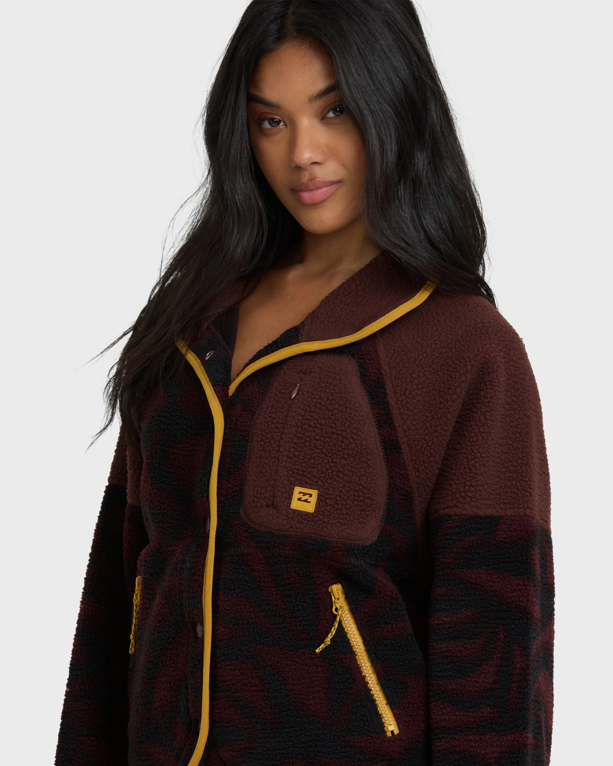 A/Div Popoyo Snap Up Sherpa Fleece Jacket - Teak - Image 4