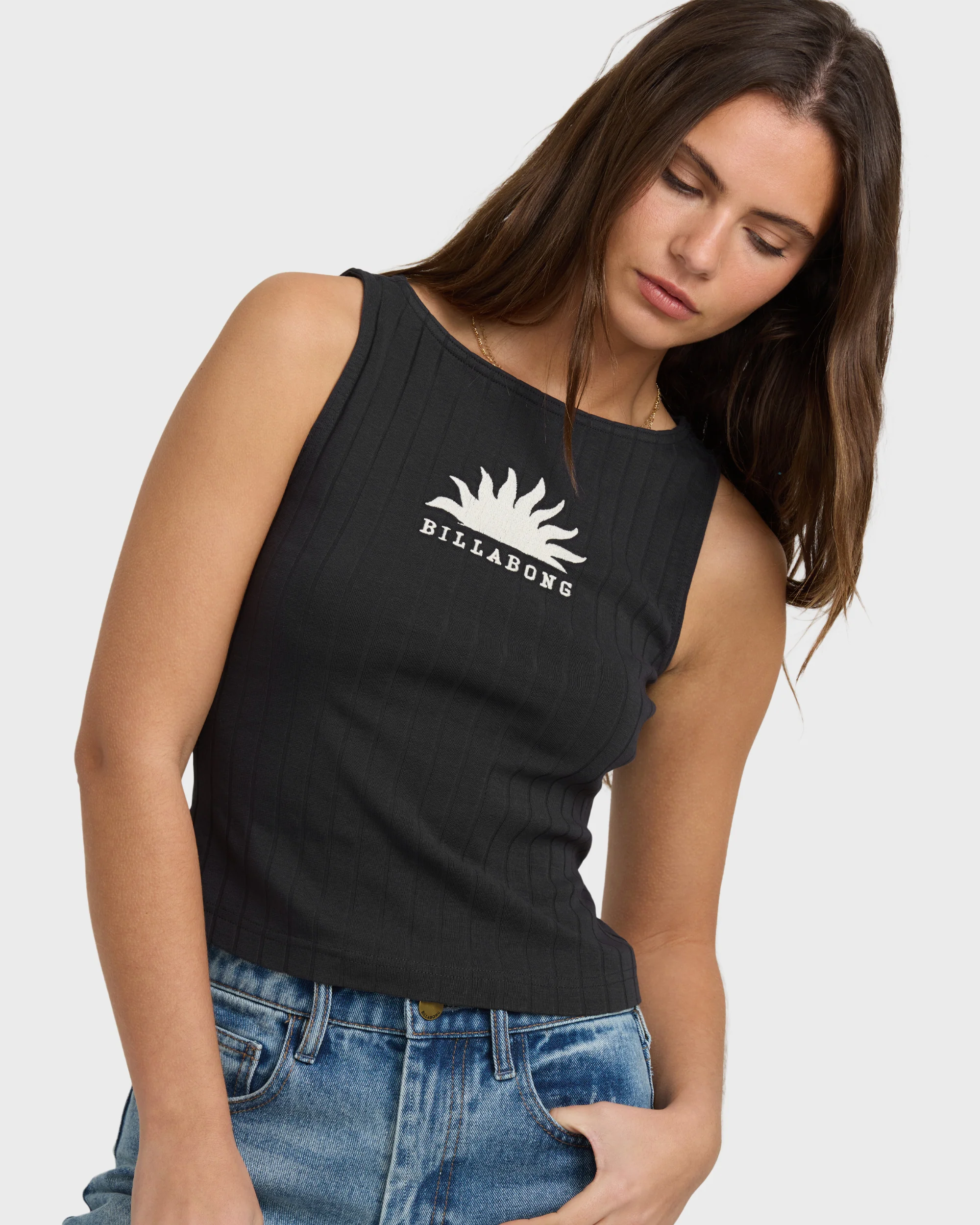 Rae Knit Tank T-Shirt - Black Sands - Image 2