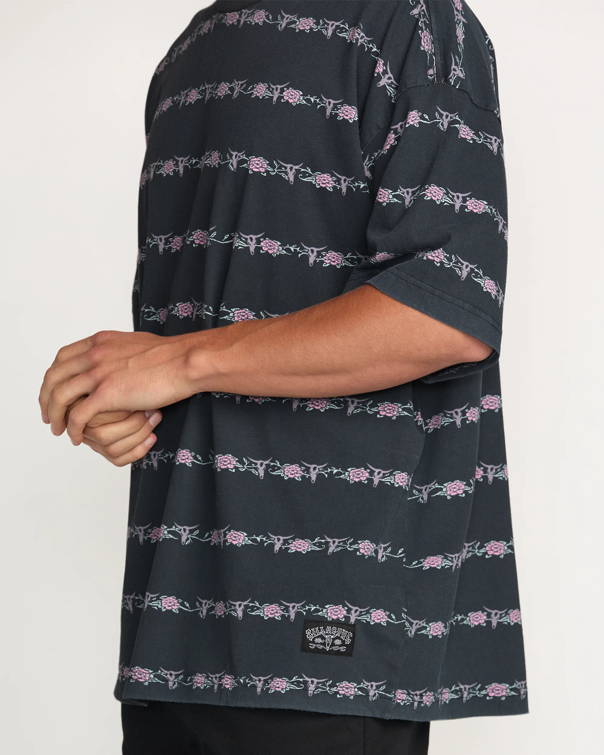 Raging Bull Stripe Tee - Washed Black - Image 2