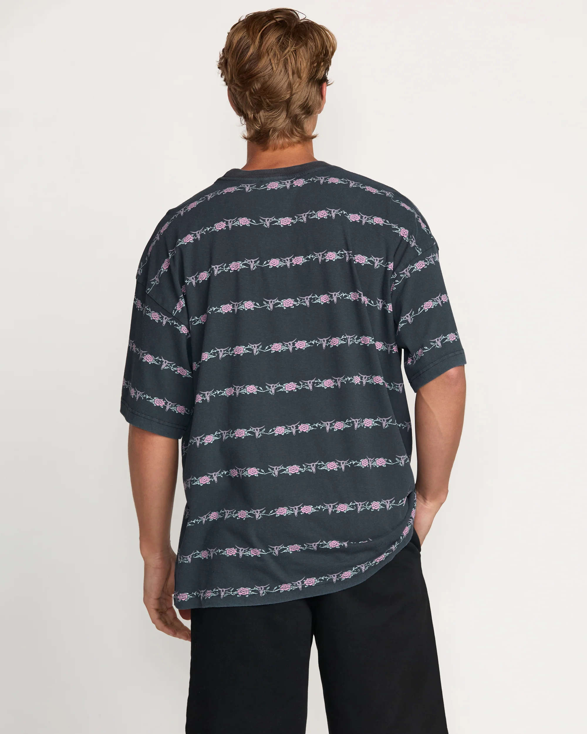 Raging Bull Stripe Tee - Washed Black - Image 5