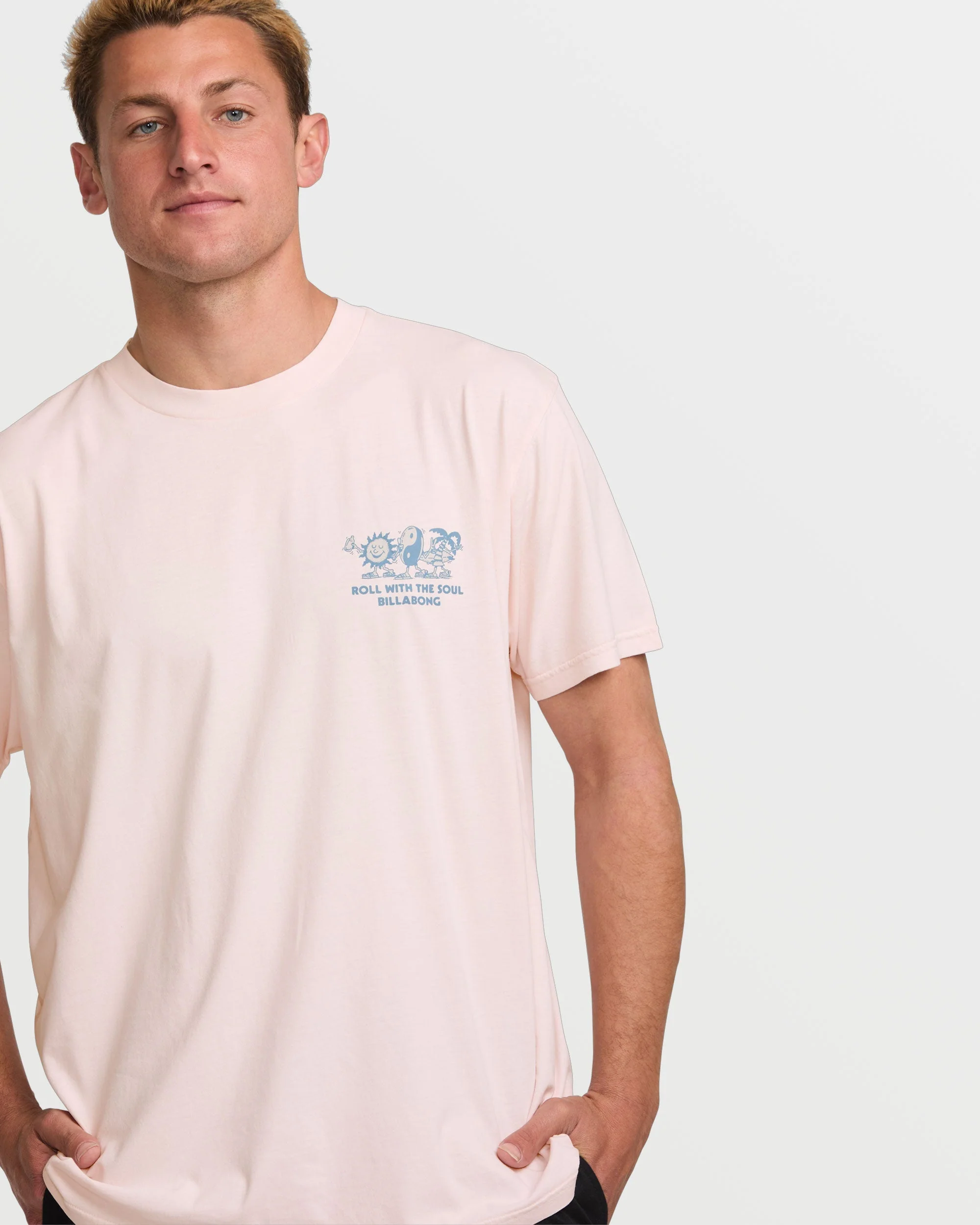 Roll Premium Wave Wash Short Sleeve Tee - Light Pink - Image 4