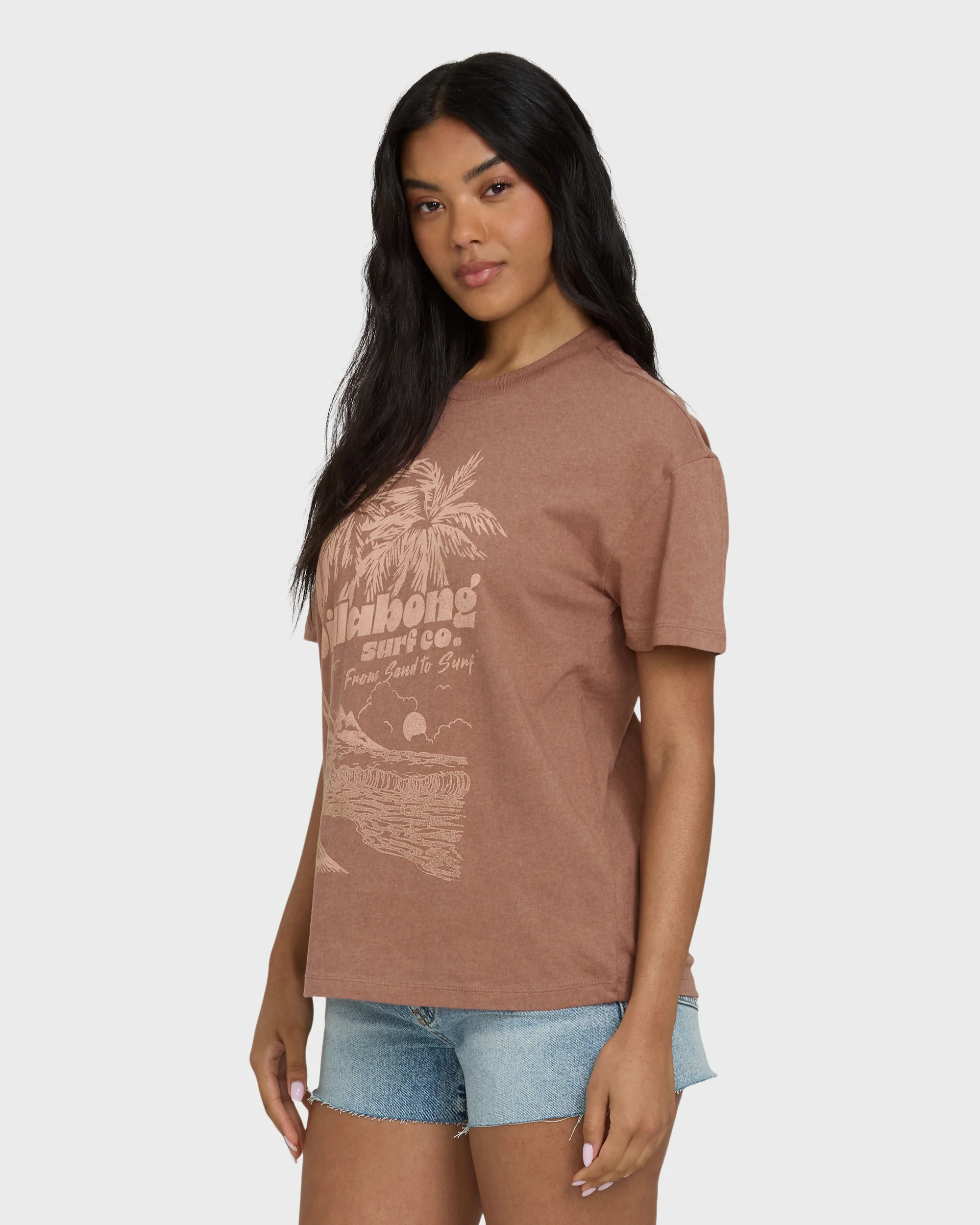 Sand To Surf Short Sleeve Knit Graphic T-Shirt - Brown Stone - Image 3