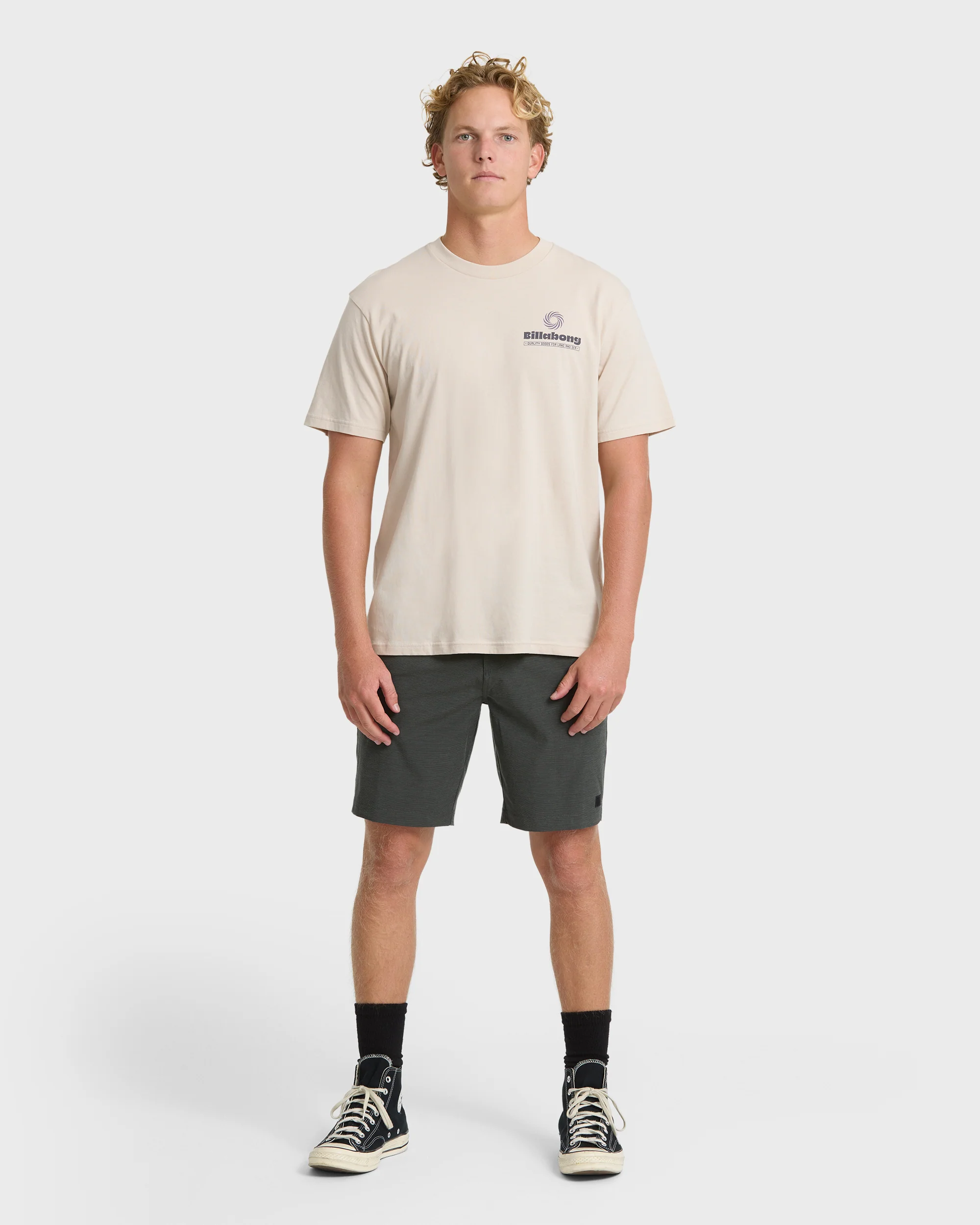 Single Fin Premium Short Sleeve Knit T-Shirt - Oatmeal - Image 4