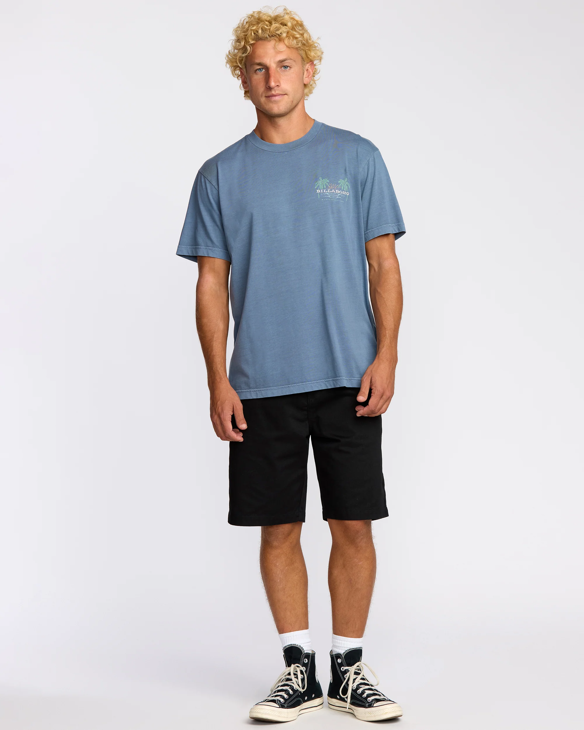 Social Lounge Premium Wave Wash Short Sleeve T-Shirt - Steel Blue - Image 4