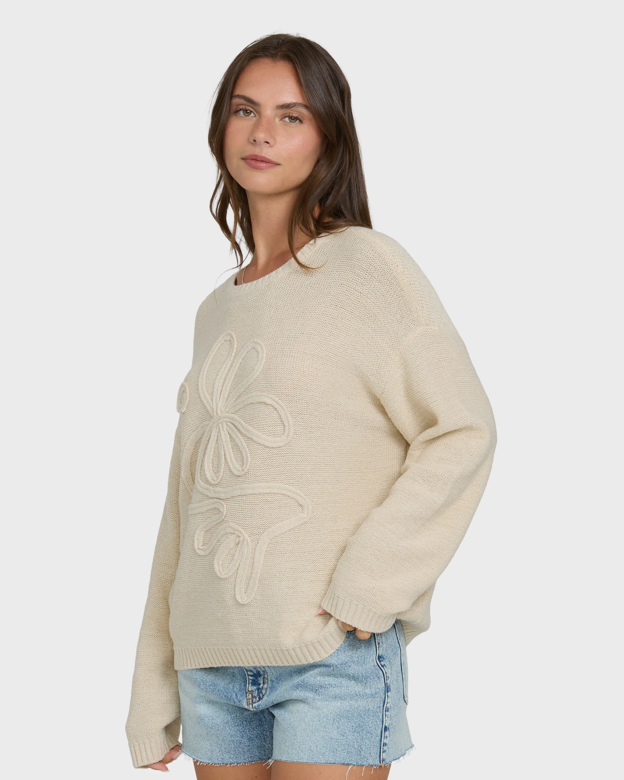 Soft Wave Crewneck Sweater - White Cap - Image 3