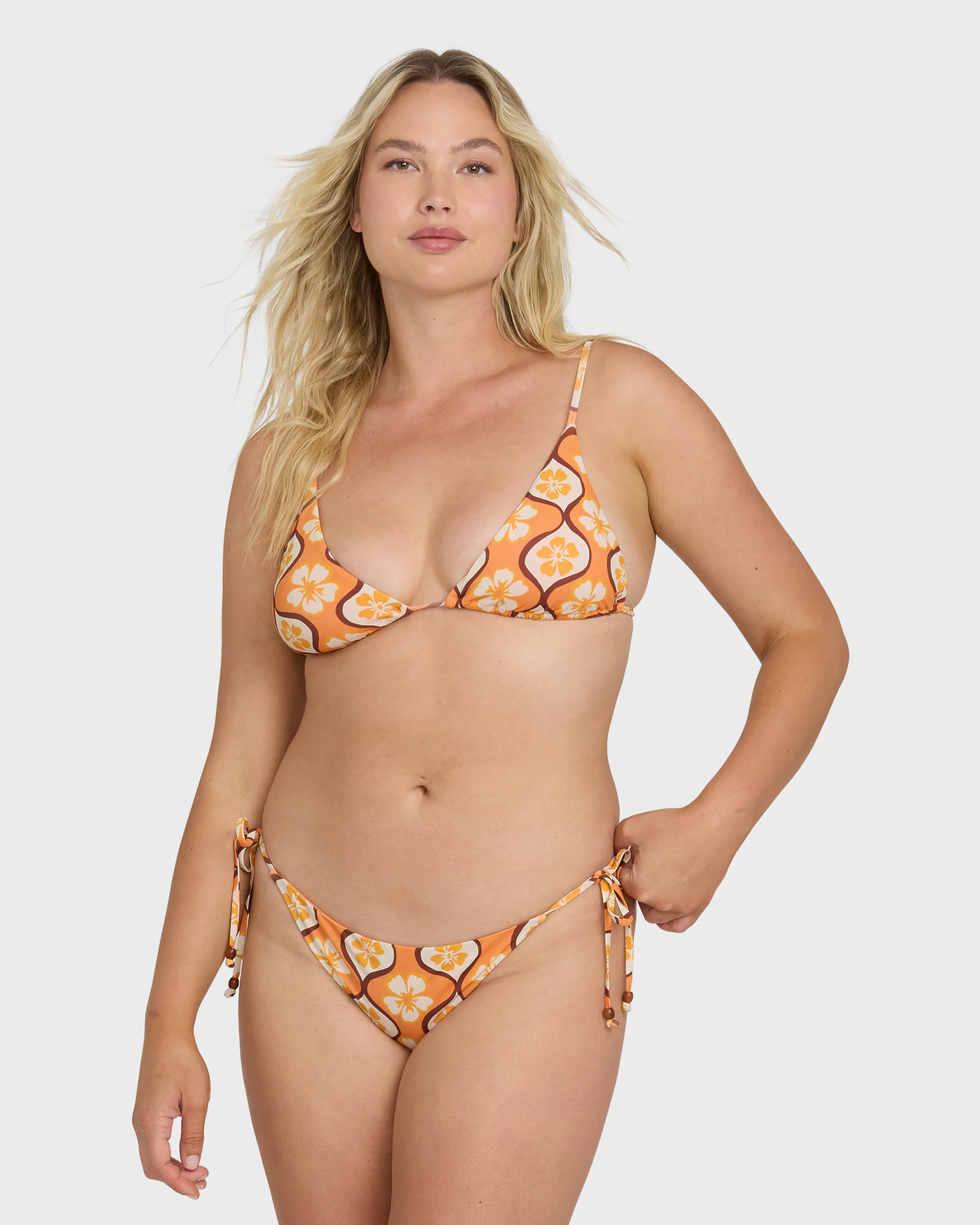 Sol Groove Tall Slide Triangle Bikini Top - Tangerine - Image 2