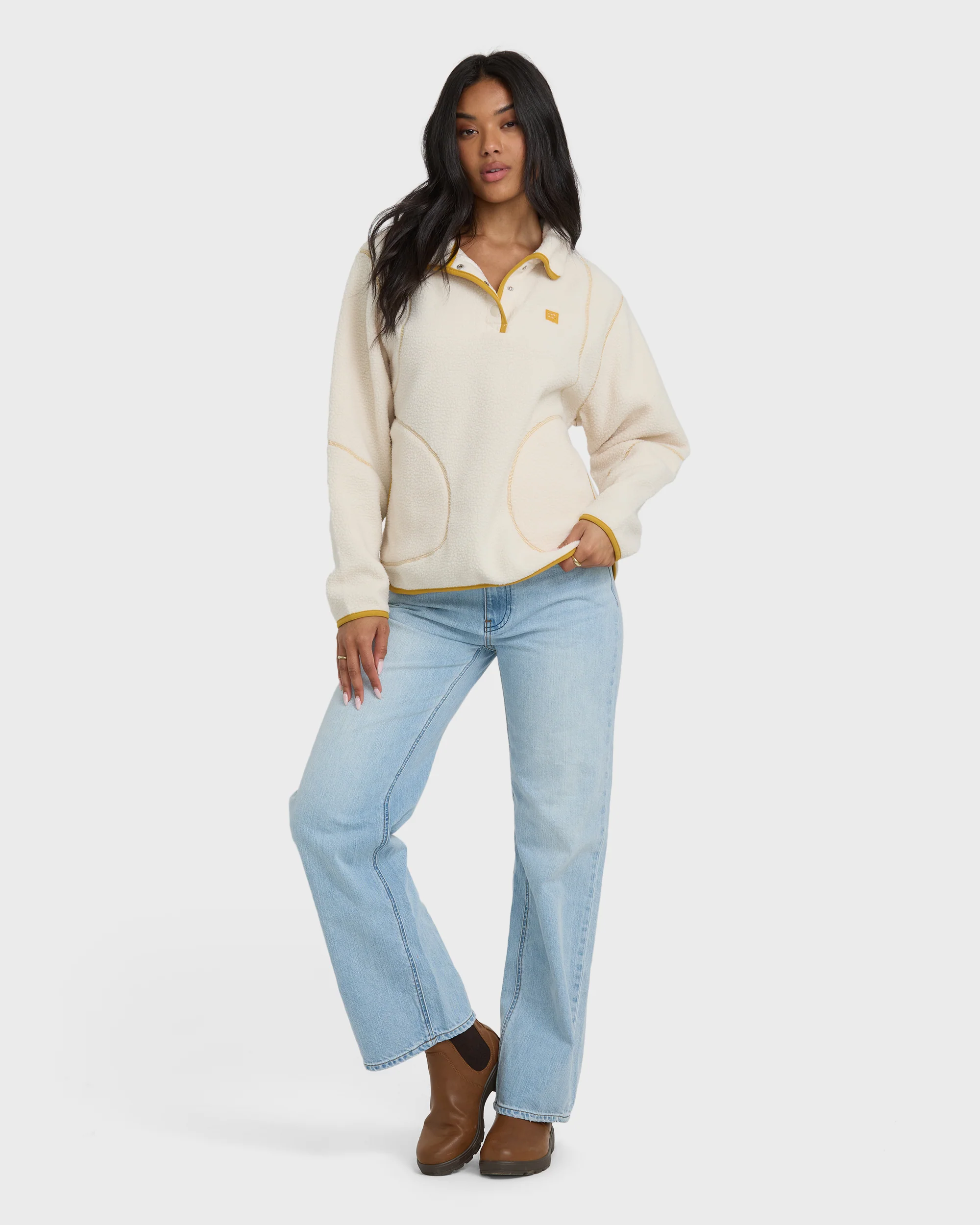 Streamer Half Snap Sherpa Fleece Pullover - Whitecap - Image 3